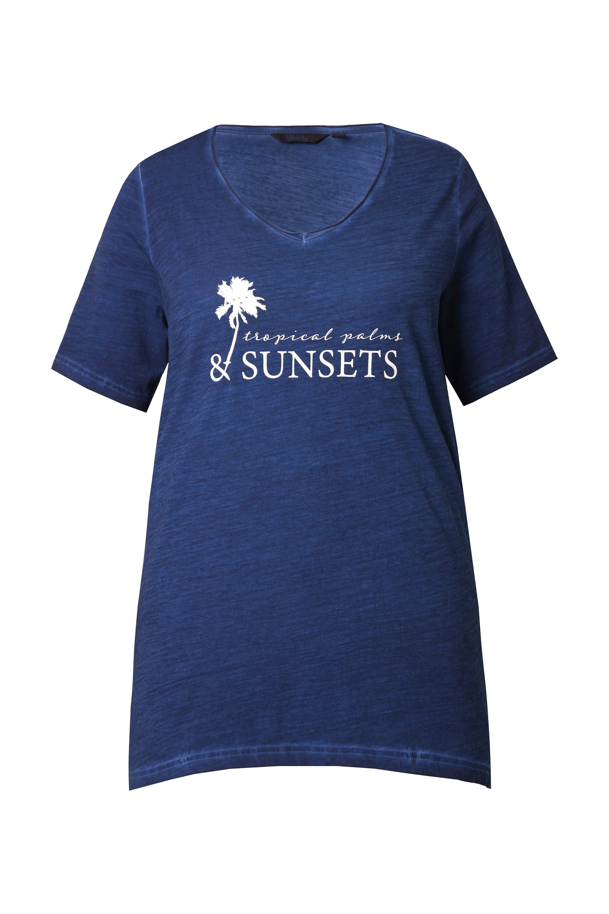 Ulla Popken T-Shirt T-Shirt cold dyed A-Linie V-Ausschnitt Halbarm günstig online kaufen