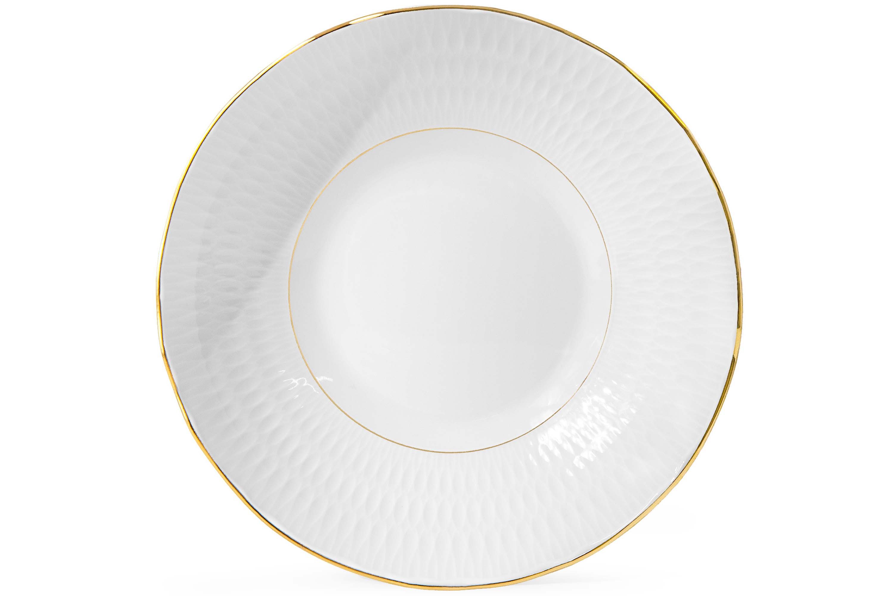 KONSIMO® Teller-Set CMIELOW SOFIA Tafelservice, 6x Suppenteller, Premium-Porzellan (6-tlg), 6 Personen, Porzellan, handgemalte Dekoration in echtem Gold, Handwäsche