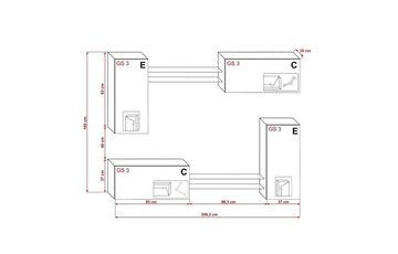 ROYAL24_MARKT Wohnwand - Beste Materialien für stilvolle Wohnzimmer, (Komplett Set, 8-St., Premium - AN57), Hochwertiges Design - Moderne Eleganz - Neuer Standard 2024