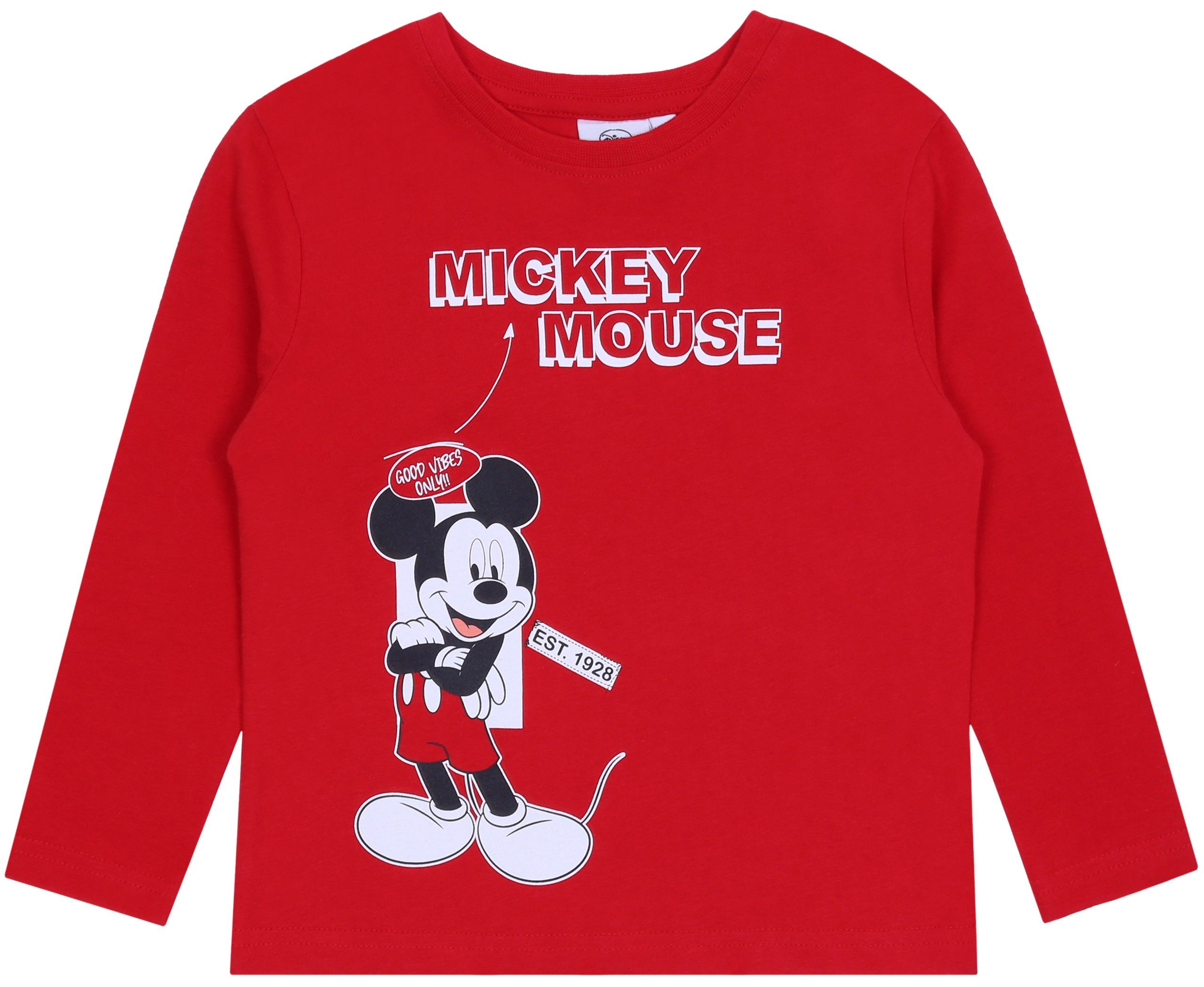 Langarmbluse Rotes Sweatshirt/Bluse mit Aufdruck Mickey Mouse DISNEY 5-6 Jahre