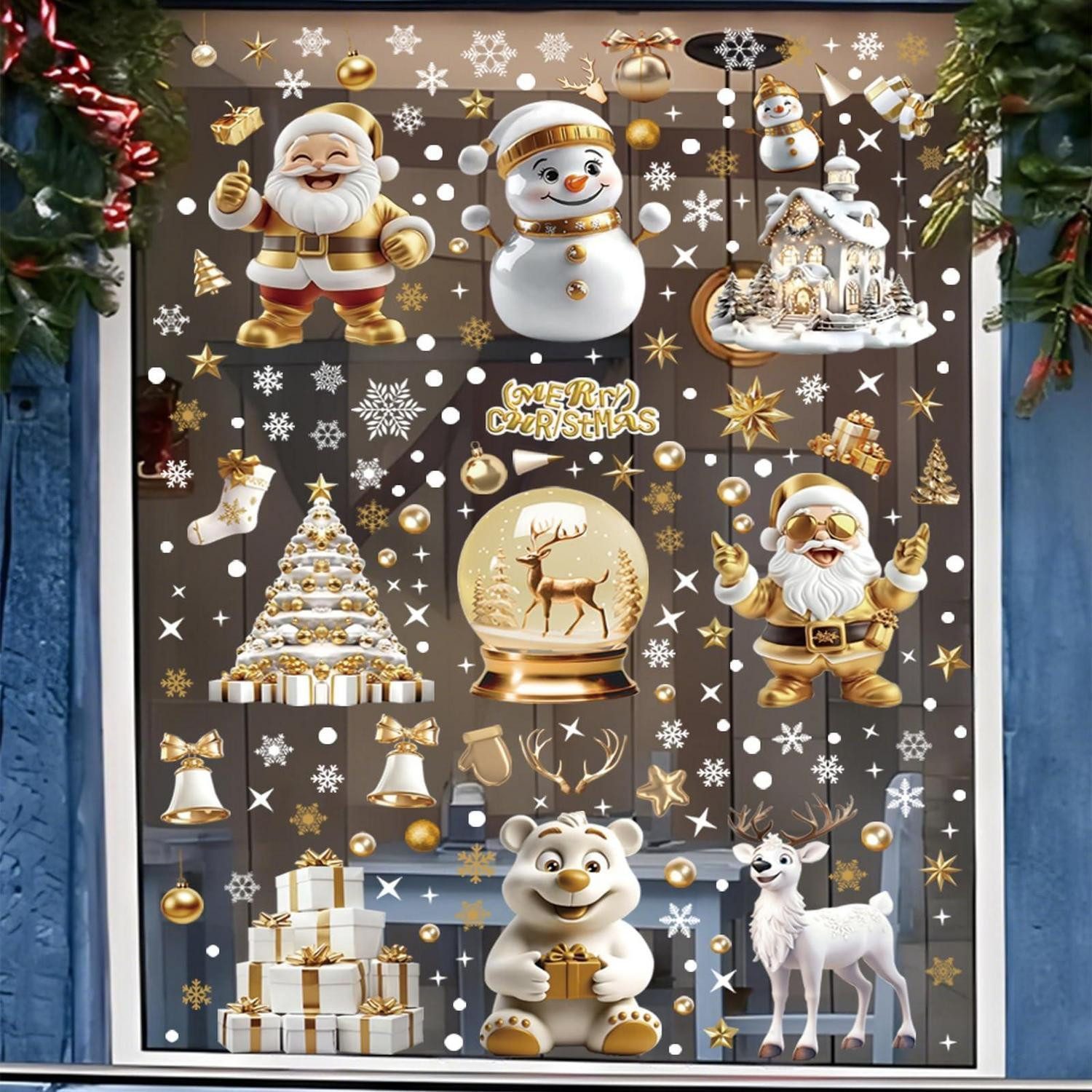 LuxusKollektion Fensterbild Weihnachten Fensterbilder 9er Set Statisch Haftend
