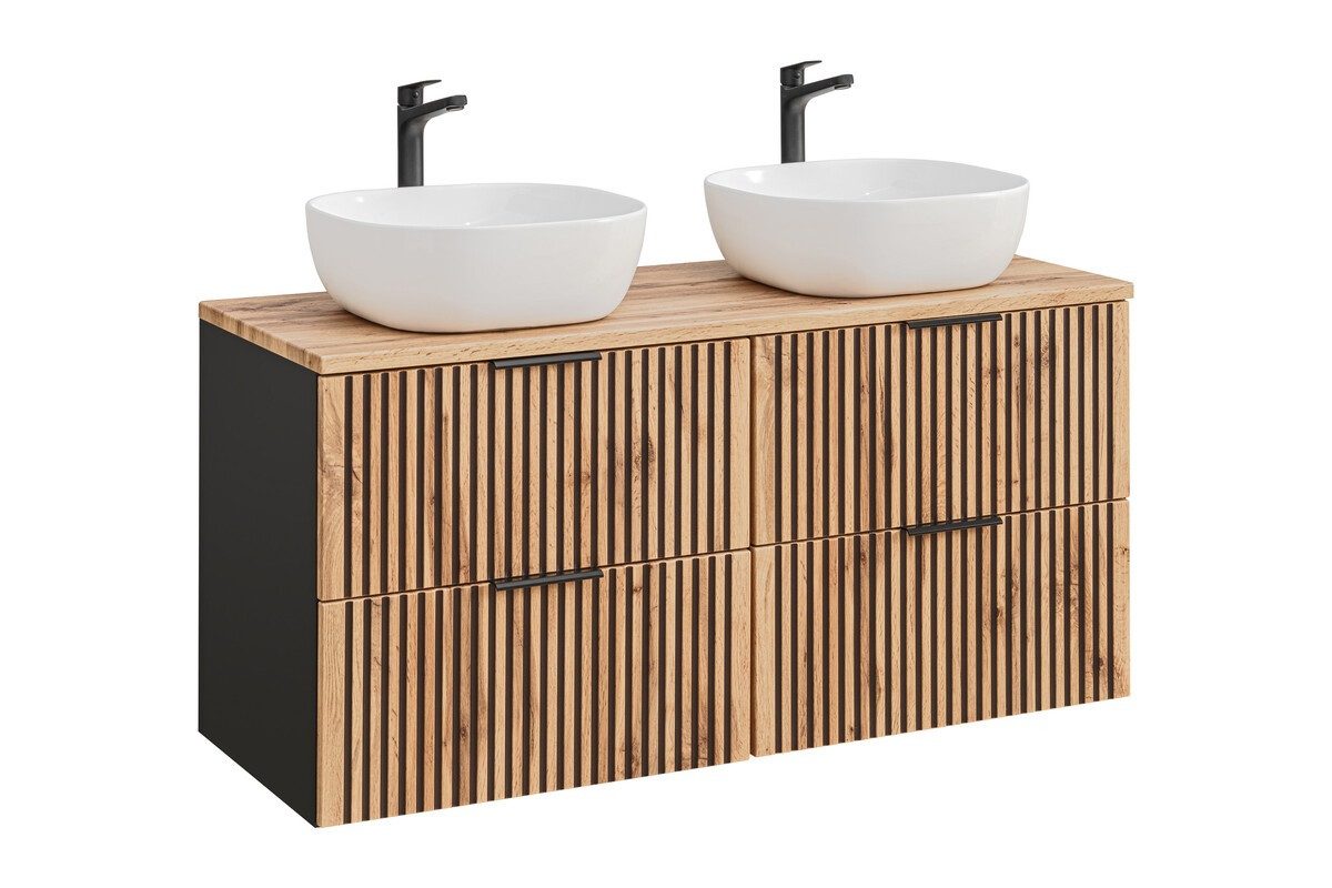 ROYAL24_MARKT Badmöbel-Set - Xilo X - 120 cm mit Aufsatzbecken, (Komplett Set, 5-St., Premium - Xilo X), Luxus – Edel – Zeitlos