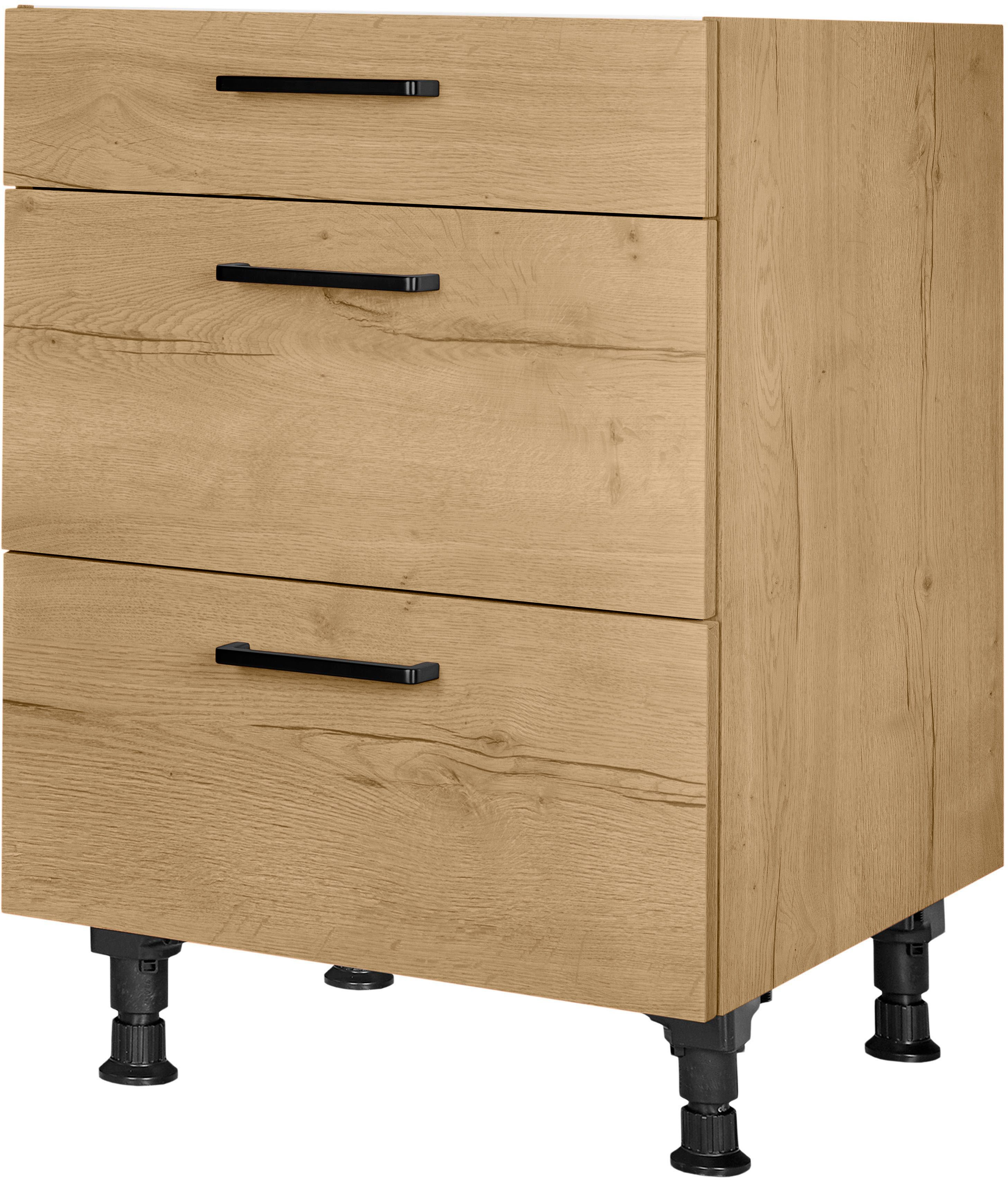 nobilia® Unterschrank "Structura", vormontiert, mit höhenverstellbaren Sockelfüßen, in den Breiten 30, 45, 60 und 90 cm, mit Schubkasten und Auszügen