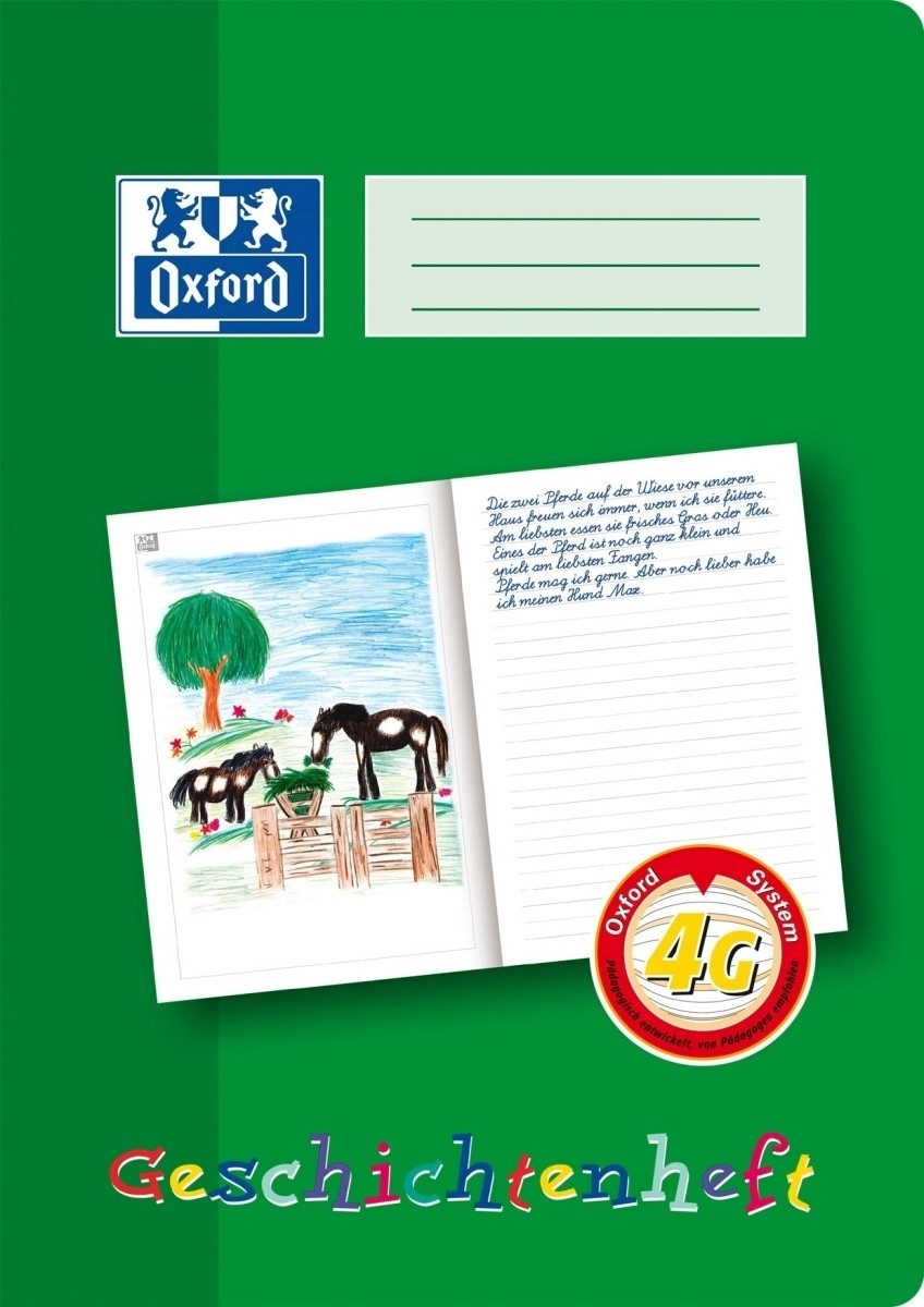 OXFORD Schulheft Geschichtenheft A4 Lineatur 4G 16 Blatt