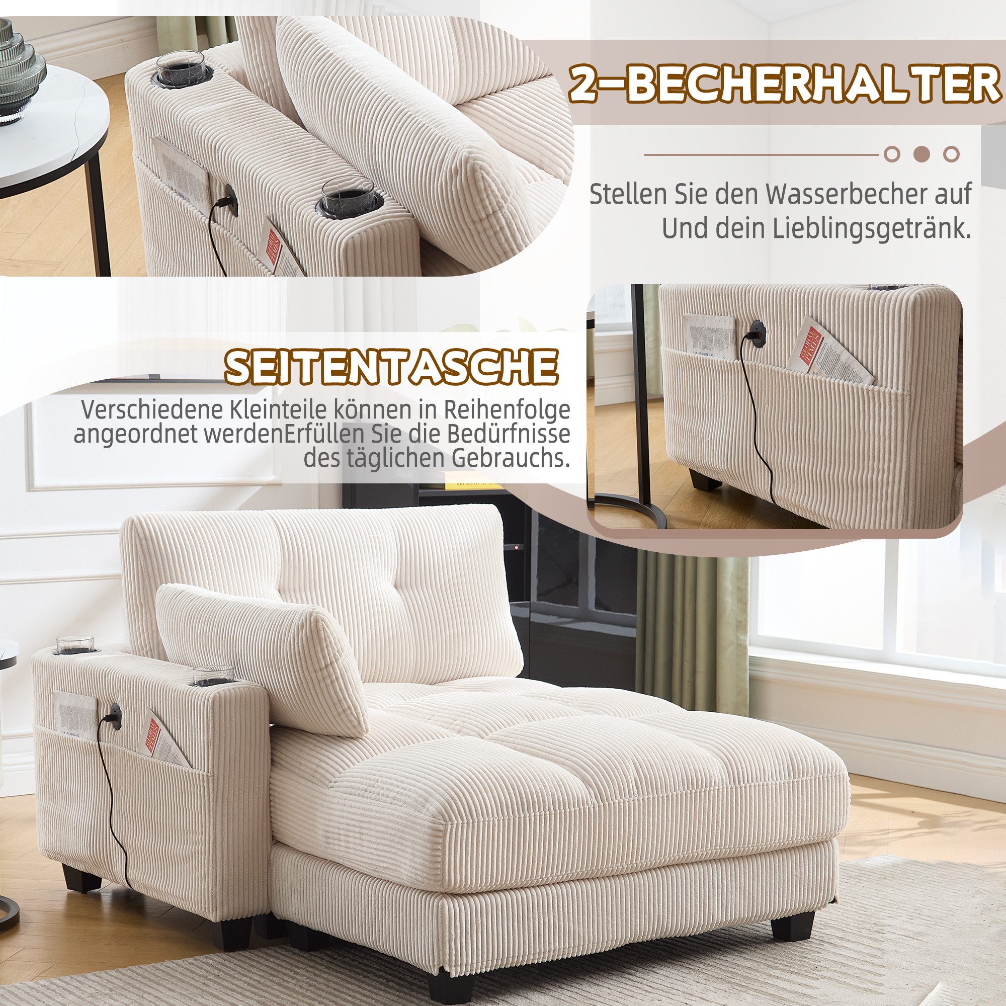 Odikalo Loungesofa Einzelsofa Freizeitsofa Palmensessel handgeländer günstig online kaufen