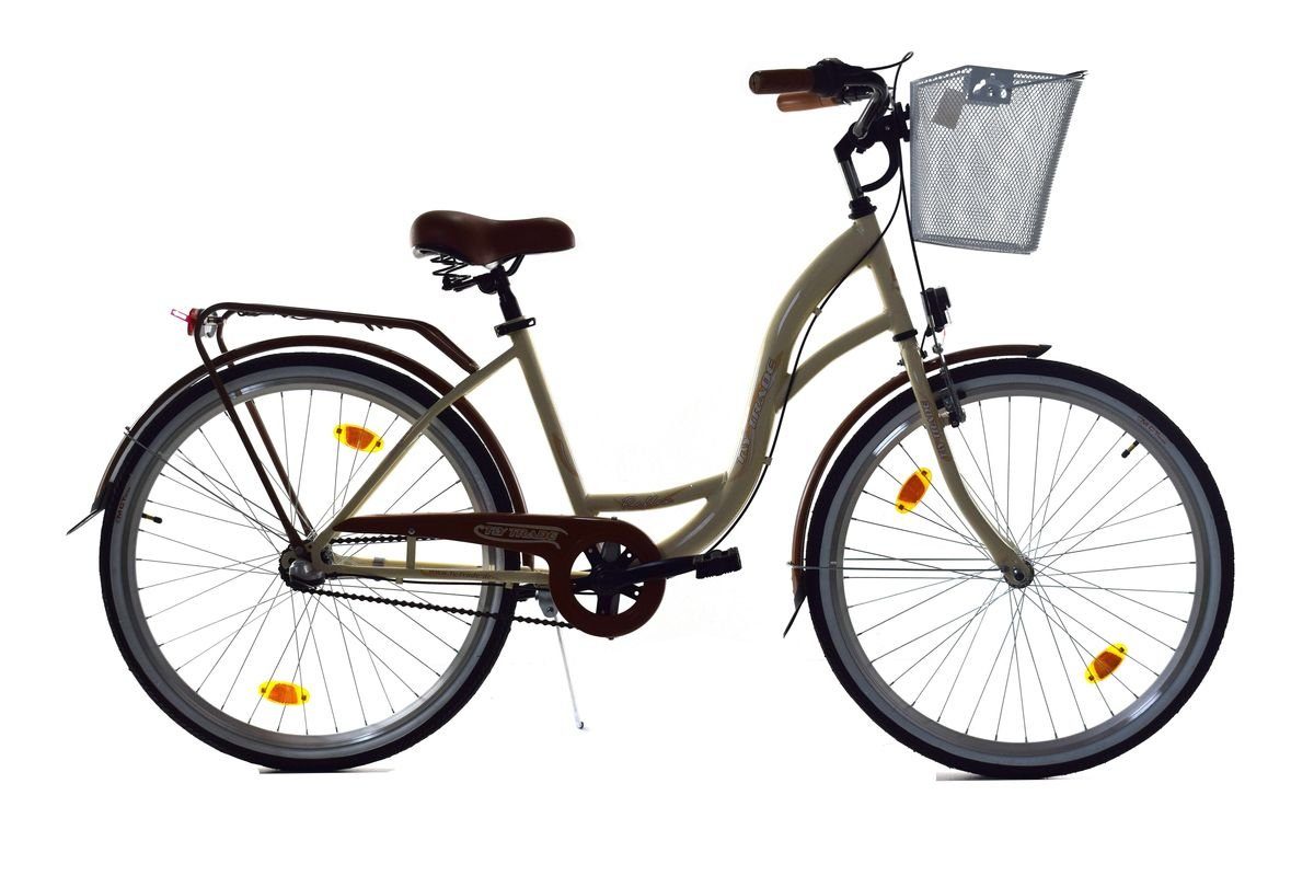 Rad Beige, Kinder City Mädchen Cityrad Rücktritt, 3 Trade NEXUS Nabenschaltung, Gang, Licht, T&Y 26 Gang 3 Seitenständer, Korb Shimano, Zoll Fahrrad Nexus Bike Reflex Damen Gepäckträger,