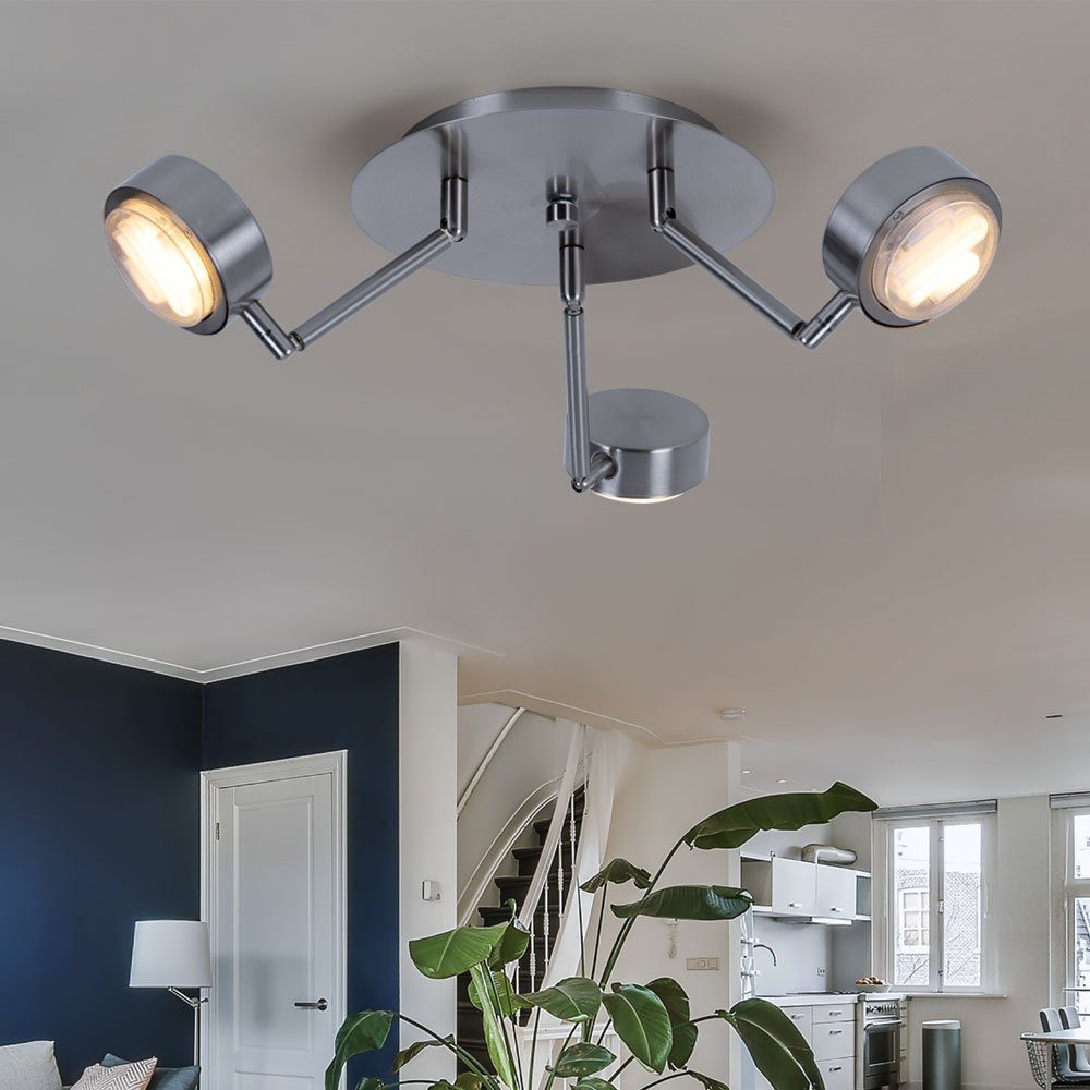 Wohnzimmer Leuchtmittel Deckenleuchte inklusive, LED Deckenlampe verstellbare EGLO nicht silber Arme Deckenleuchte, rund