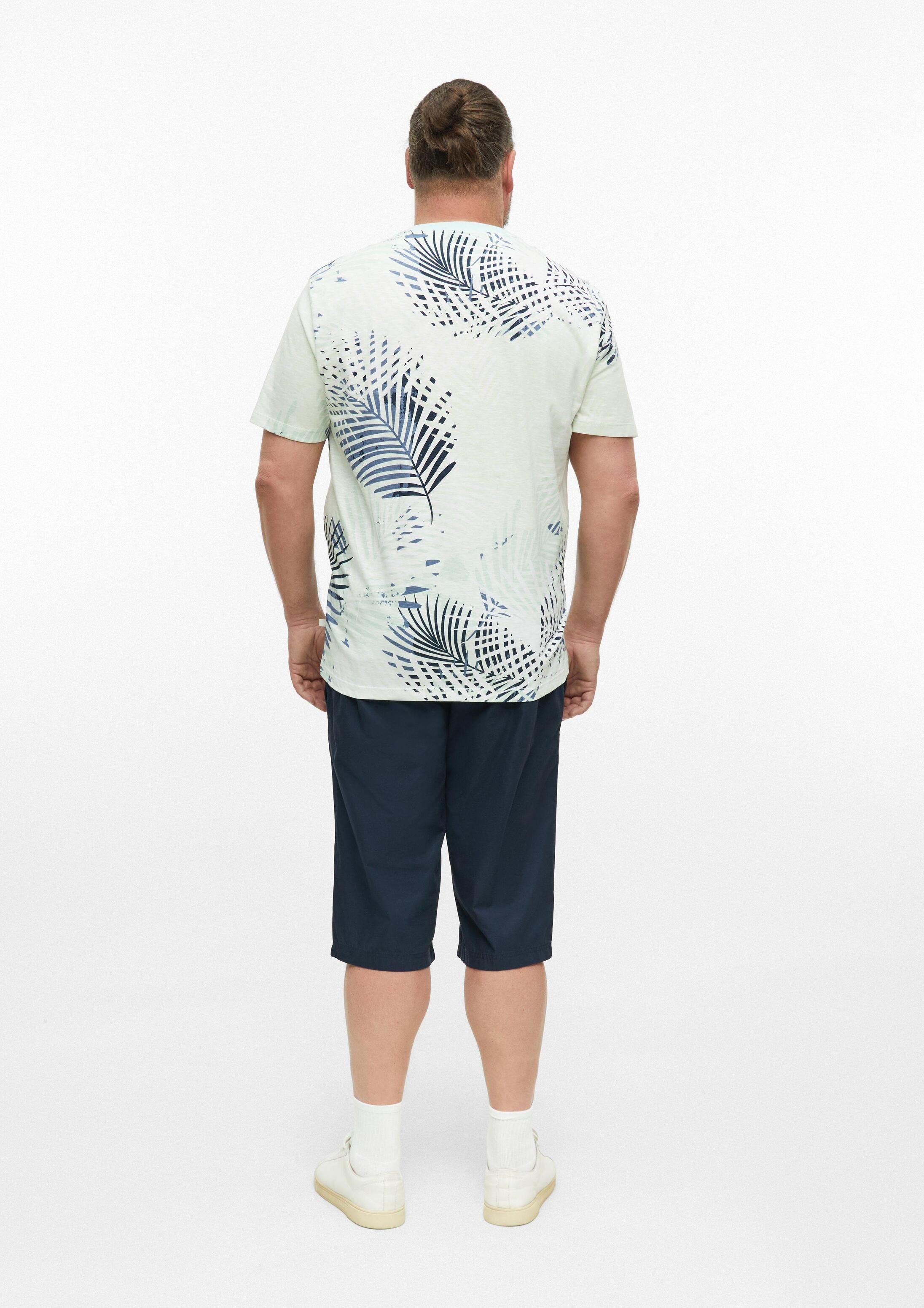 s.Oliver Kurzarmshirt T-Shirt Flammgarn-Shirt mit All-over-Print