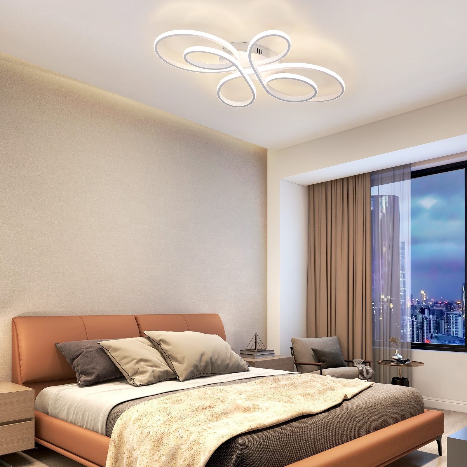 Nettlife LED Deckenleuchte Modern Schwarz Dimmbar Wohnzimmer 65W 40/66/80/100CM deckenlampe, LED fest integriert, warmweißem, kaltweißem, Schlafzimmer, Wohnzimm – Bild 5 von 5
