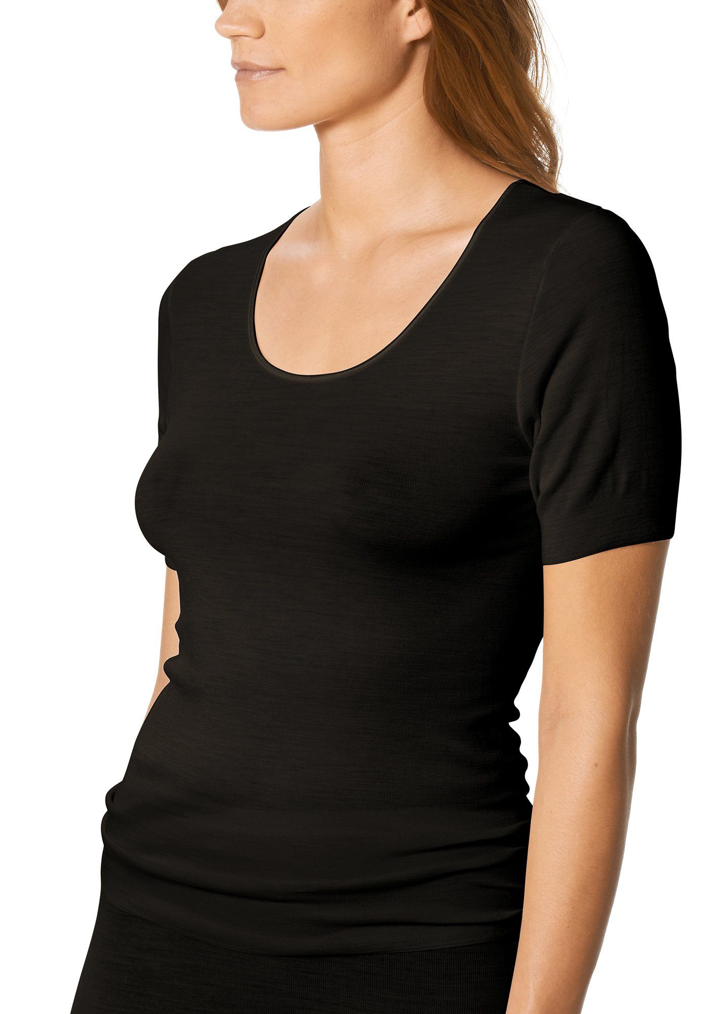 Mey Thermounterhemd Mey Shirt Serie Exquisite 66576 schwarz (1 Stück, 1-St., 1 Stück) wärmend