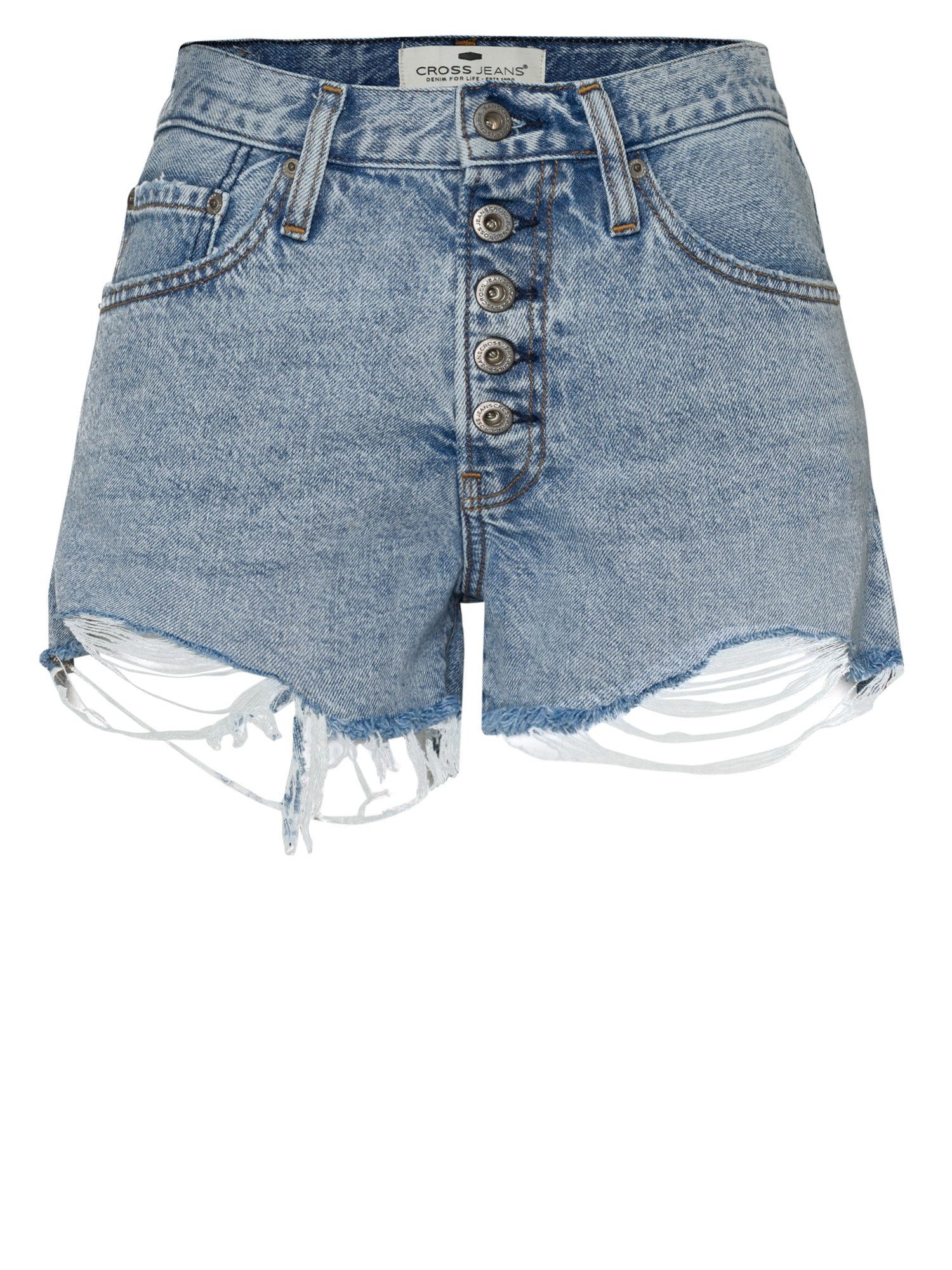 CROSS JEANS® Stretch-Jeans CROSS JEANS NEW SHORT light blue destroyed A611-015