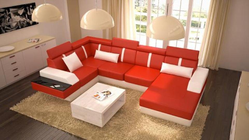 Europe Designer Eckcouch Ledersofa Couch Sofa Polster JVmoebel Ecksofa in Wohnlandschaft Made Sofas,