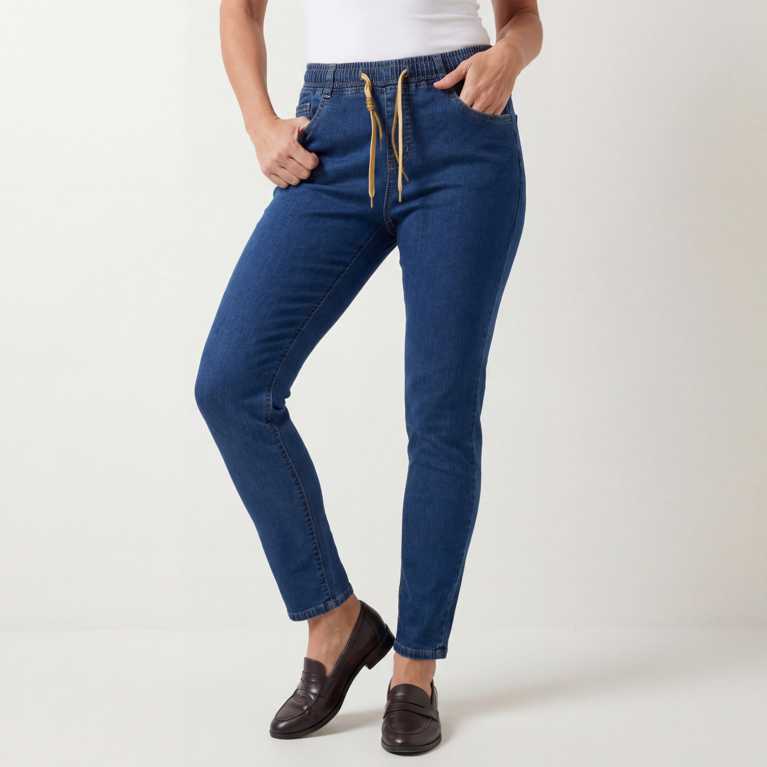 Cherry Berry Stretch-Jeans Damen Jeanshose Slim Fit Bequeme Jeans Gummizug erhältlich in 36 bis 46, Kurzgröße (maximale Körpergröße bis 1,68m)