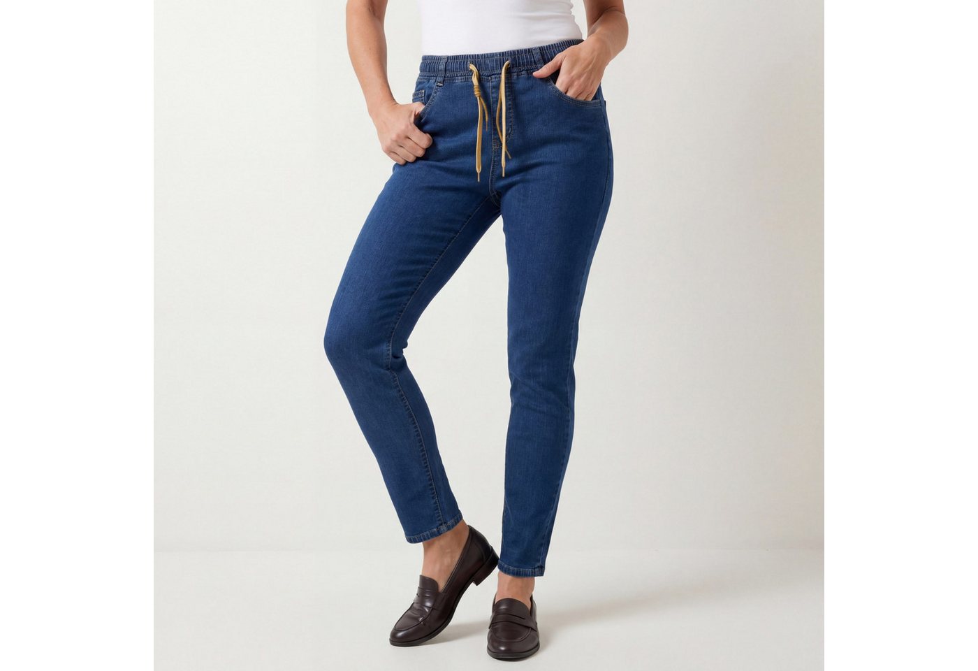 Cherry Berry Stretch-Jeans Damen Jeanshose Slim Fit Bequeme Jeans Gummizug erhältlich in 36 bis 46, Kurzgröße (maximale Körpergröße bis 1,68m)