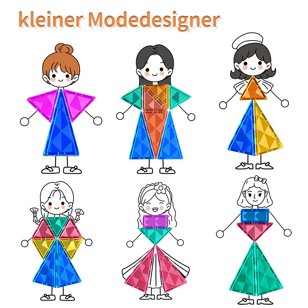 TEMI Magnetische Bausteine, Magnetische Fliesen, Lernspielzeug Magnetspielbausteine, (Set, 1 St., 80 Teile), Geschenk für 3, 4, 5, 6, 7, 8, 9 Jahre Kinder