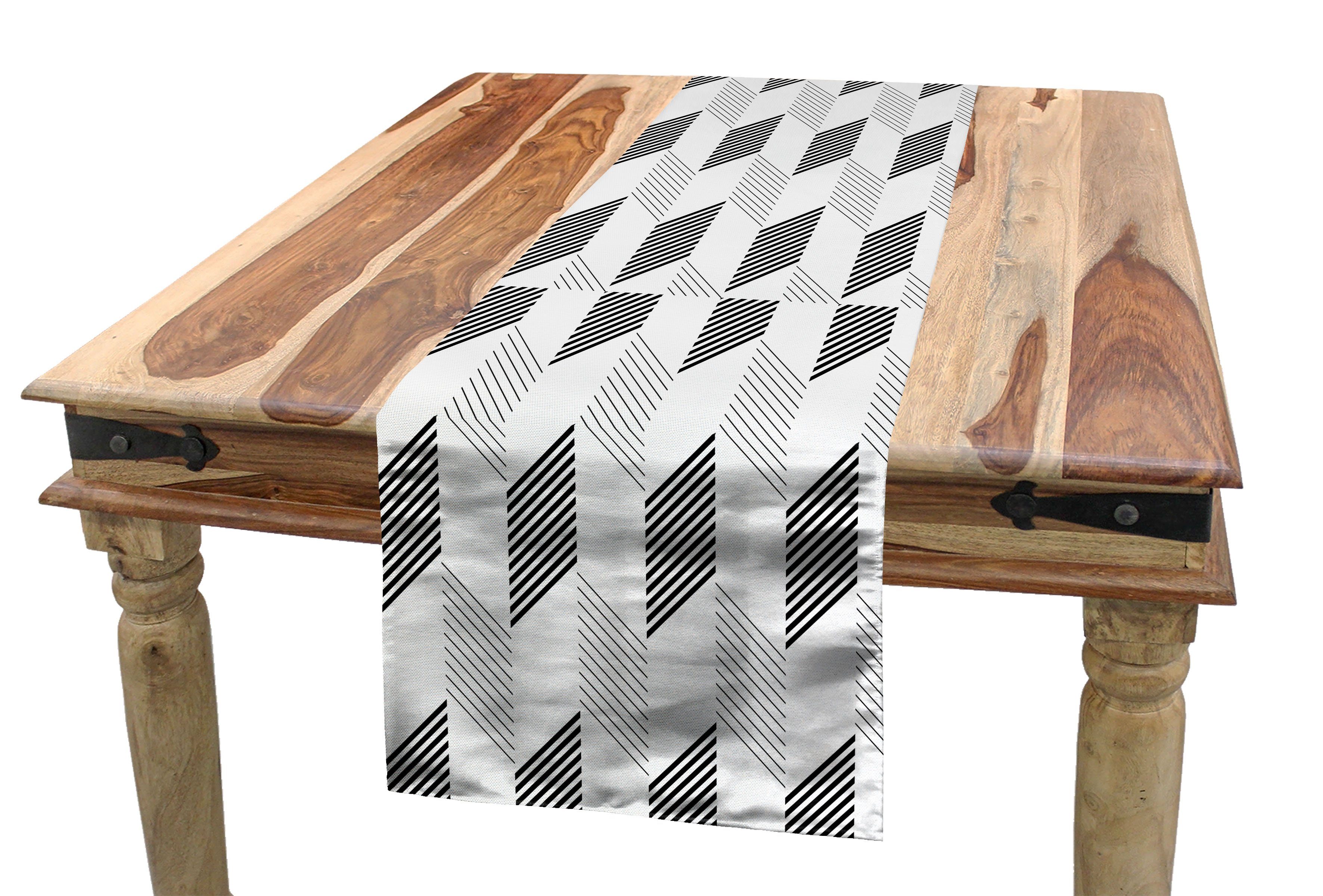 Abakuhaus Tischläufer Esszimmer Küche Rechteckiger Dekorativer Tischläufer, Geometrisch Zick-Zack-Herringbone | Tischläufer