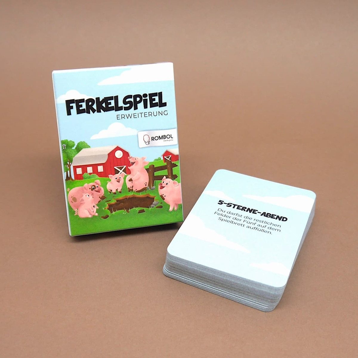 ROMBOL Denkspiele Spiel Ferkelspiel Erweiterung - Karten mit lustigen Aufgaben und Ereignissen, Schweinchenspiel, exklusiv nur bei uns