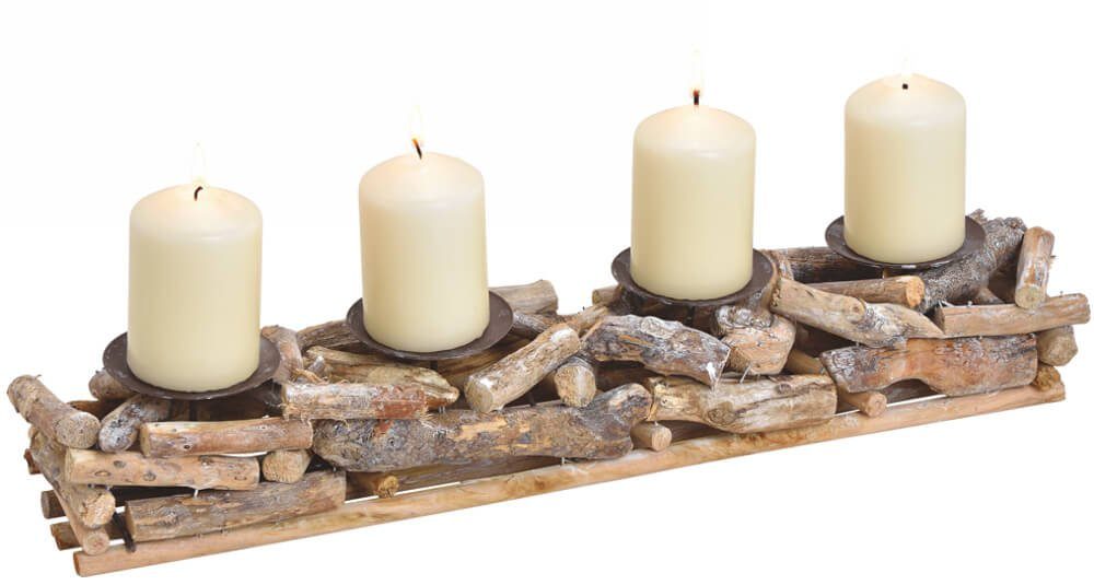 matches21 HOME & HOBBY Dekofigur Adventsgesteck Holz Kerzenhalter 50x10cm ( günstig online kaufen