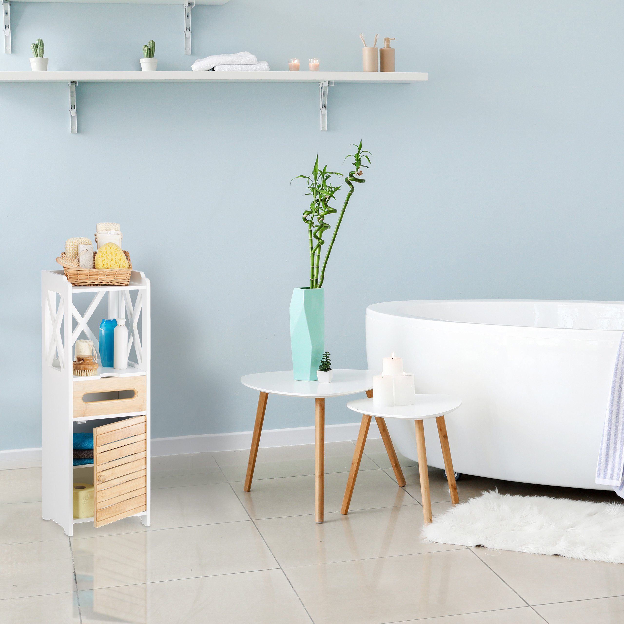 relaxdays Beistellschrank klein mit 5 Ablage