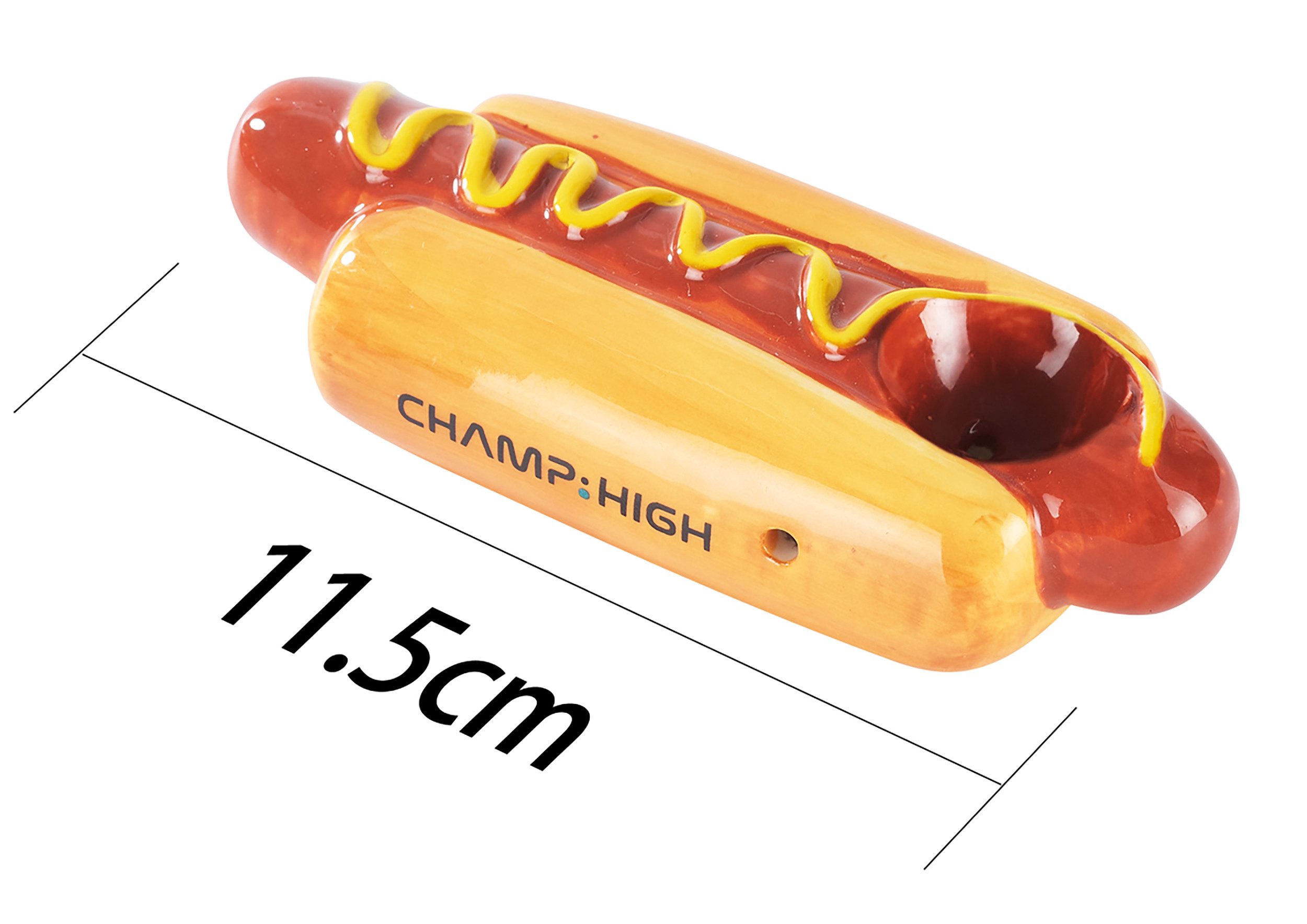 CHAMP HIGH Handpfeife KERAMIKPFEIFE "Hot Dog" 11,5cm Tabakpfeife aus Keramik 69, Kräuterpfeife Purpfeife Tabak Pfeife Pipe