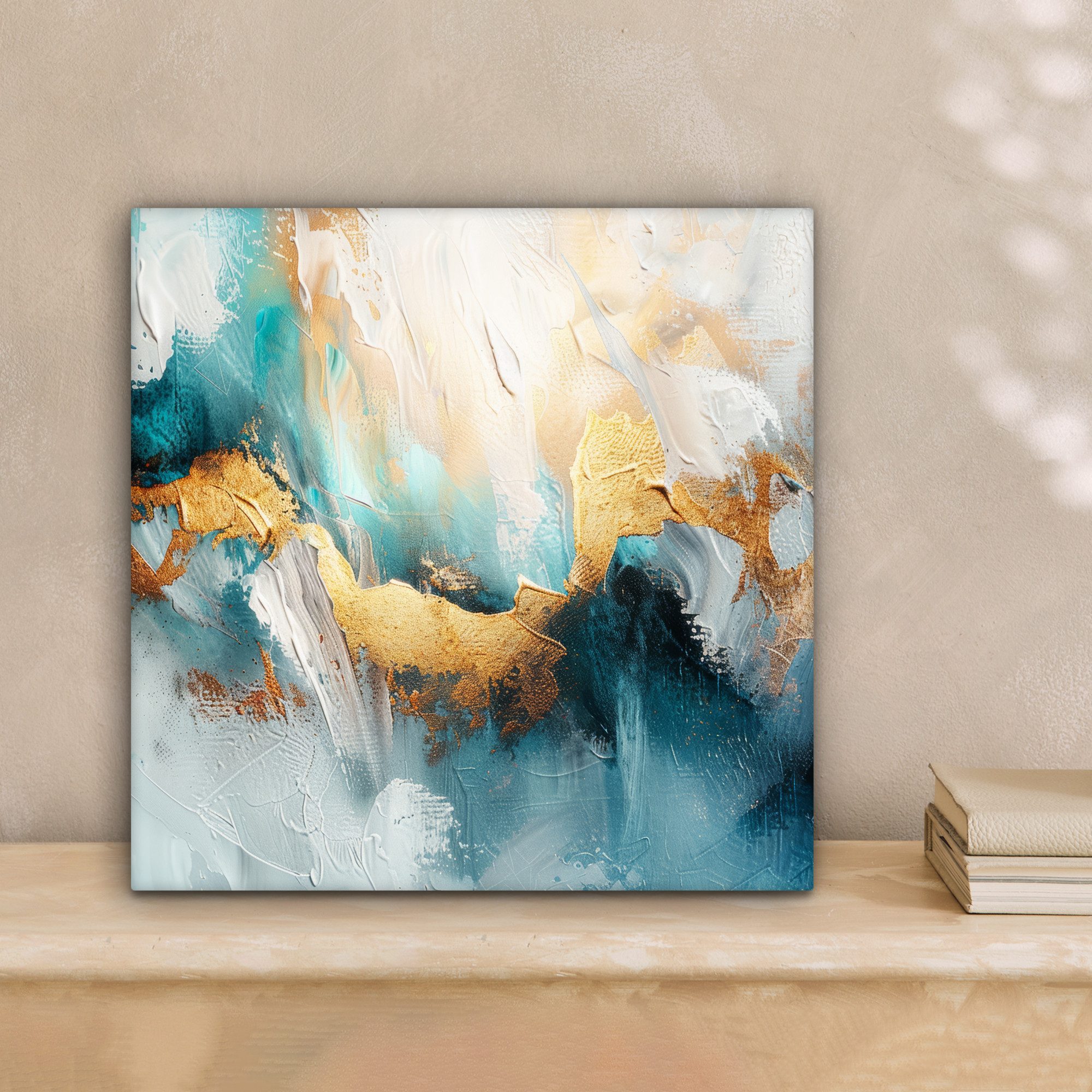 OneMillionCanvasses® Leinwandbild Abstrakt - Kunst - Gold - Blau, Fotodruck günstig online kaufen