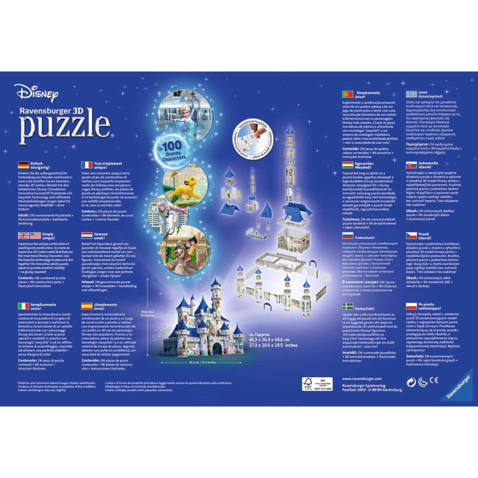 Ravensburger Puzzle Ravensburger 3D Puzzle Disney Schloss, 216 Puzzleteile