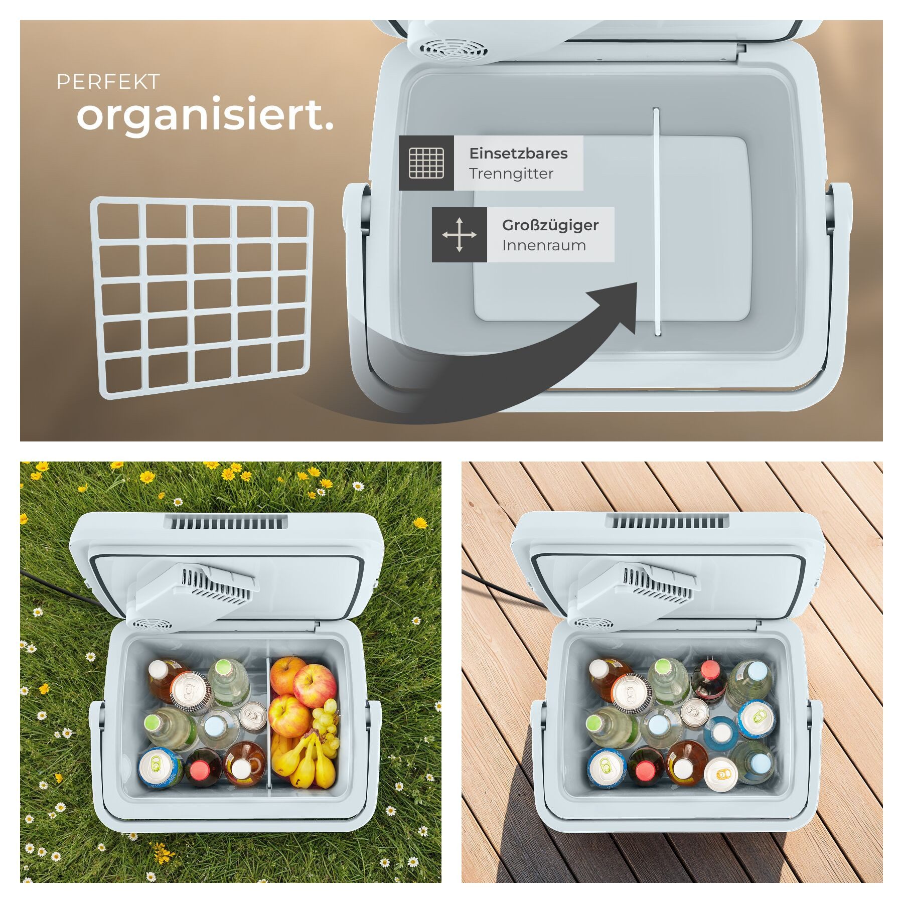 tectake Kühlbox Elektrische Kühlbox und Wärmebox - leise mit ECO-Modus, 32 l, Großes Volumen von 32 Litern – Bild 4 von 5