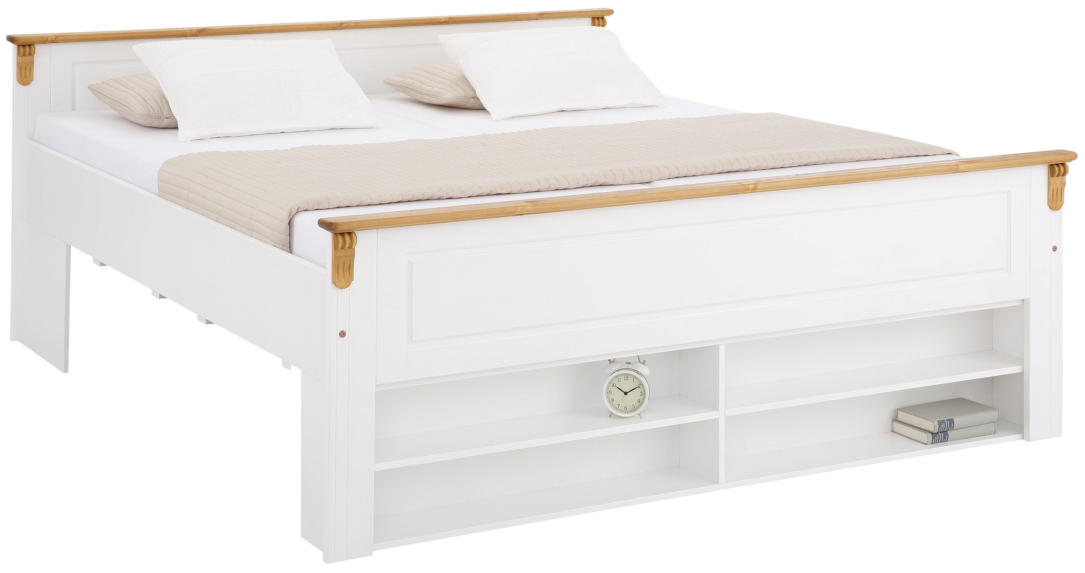 OTTO home Massivholzbett Tessin, Stauraumbett, Landhausstil, Schubladen optional, rustikal (Breite/Belastbarkeit 180cm/220 KG, 140cm/180 KG), zertifizierte Kief – Bild 2 von 5