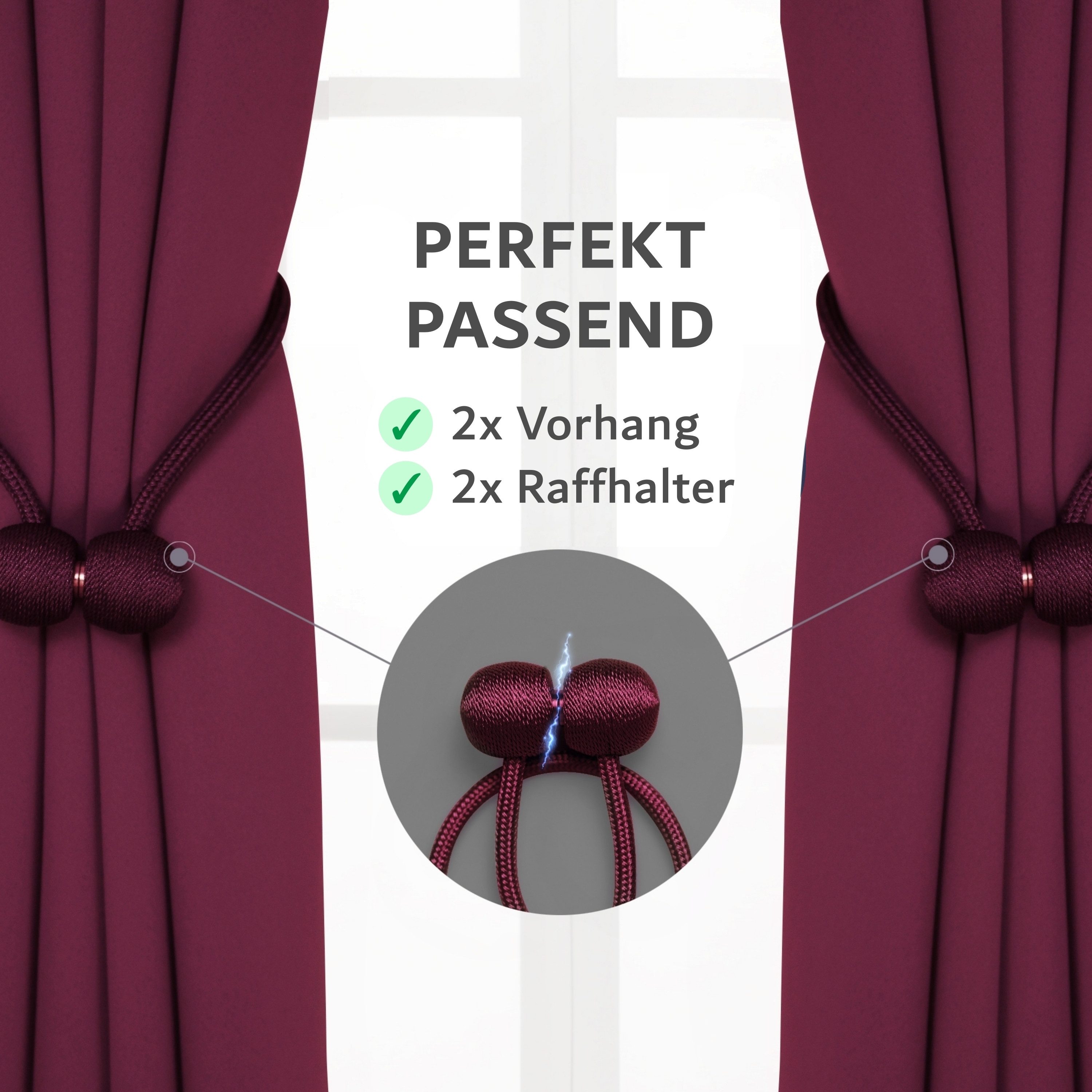 Cozyor Verdunkelungsvorhang 2er-Set inkl. 2 Magnethalter, thermoisolierend, Gardinen blickdicht (2 St), Ösen, verdunkelnd, Mikrofaser Polyester, Gardinen Thermo Vorhang 160x135 Wohnzimmer, Schlafzimmer, Kinderzimmer