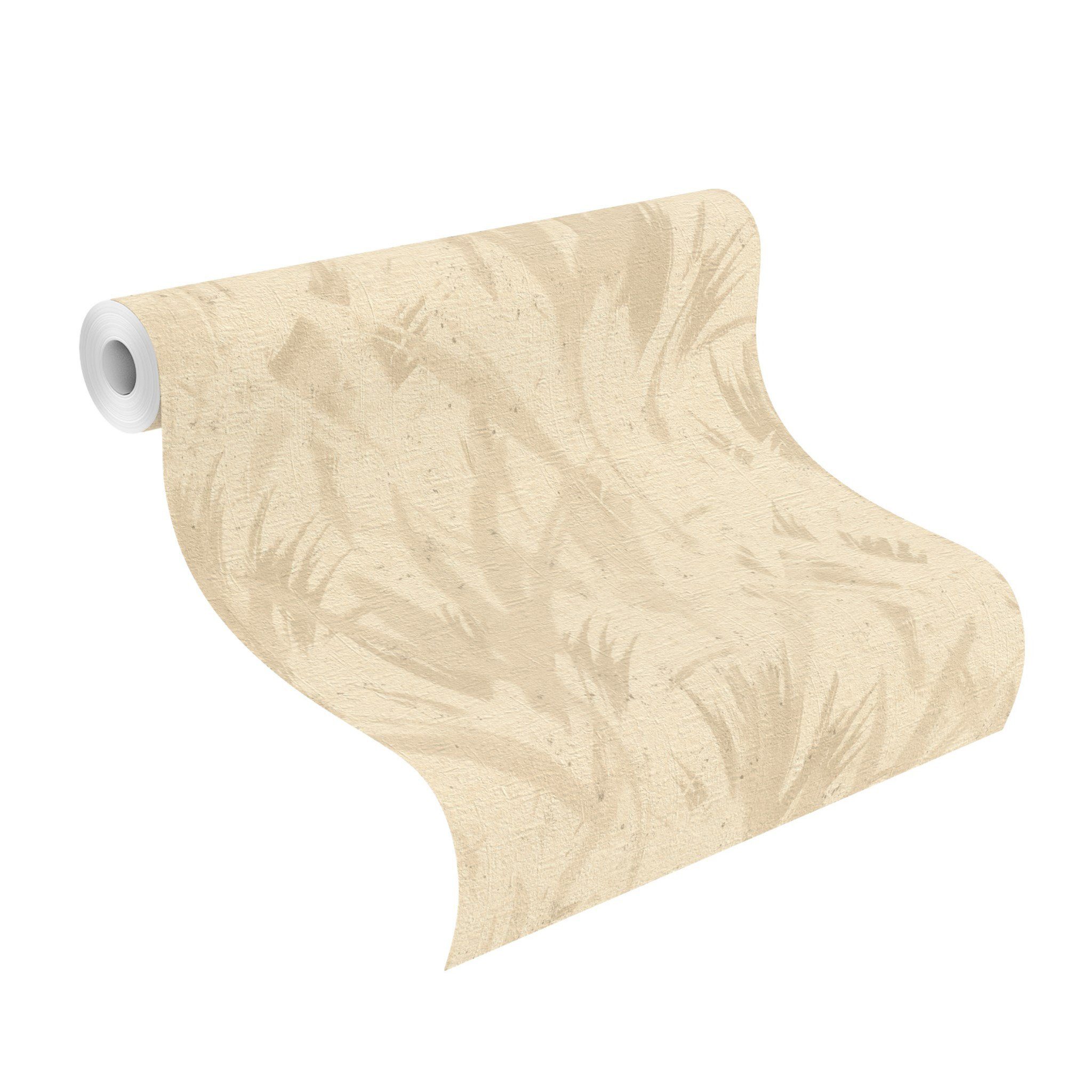 botanisch Rasch Concrete, Vliestapete strukturiert, beige/beige