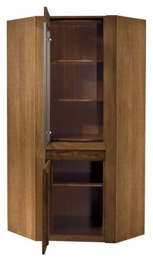 Stylefy Vitrine Vittirio III Massivholz Eiche Rustikal (Standvitrine, Glasvitrine) mit Soft-Close Funktion, Glaselemente, aus Massivholz, Modern Design