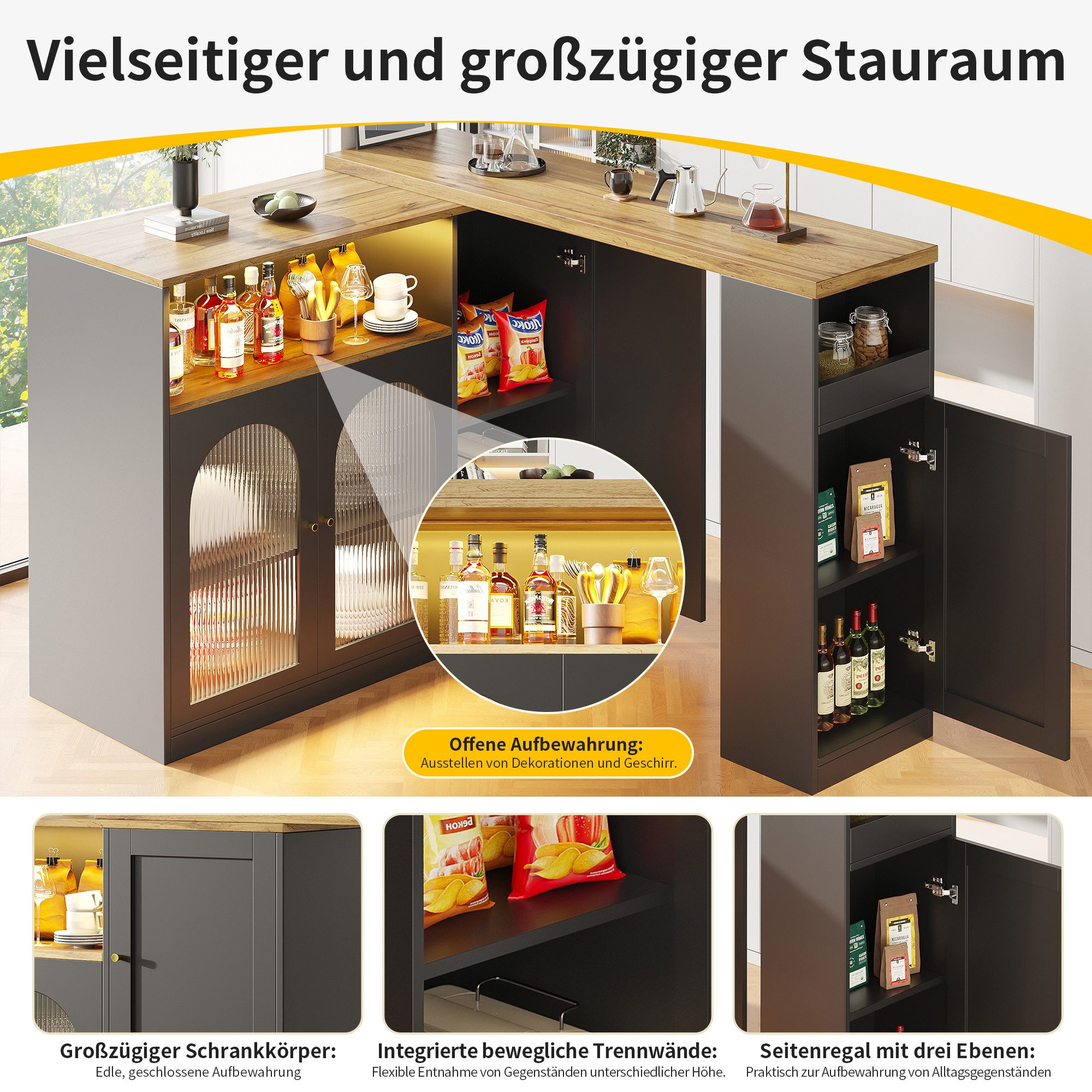 i@home Bartisch Um 360° drehbarer Bartisch, Sideboard, 108 x 39,6 x 97 cm ( günstig online kaufen