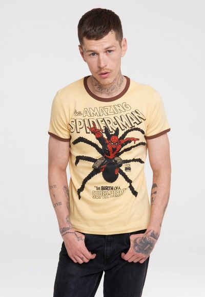 LOGOSHIRT T-Shirt Spider-Man mit farblich abgesetzten Bündchen