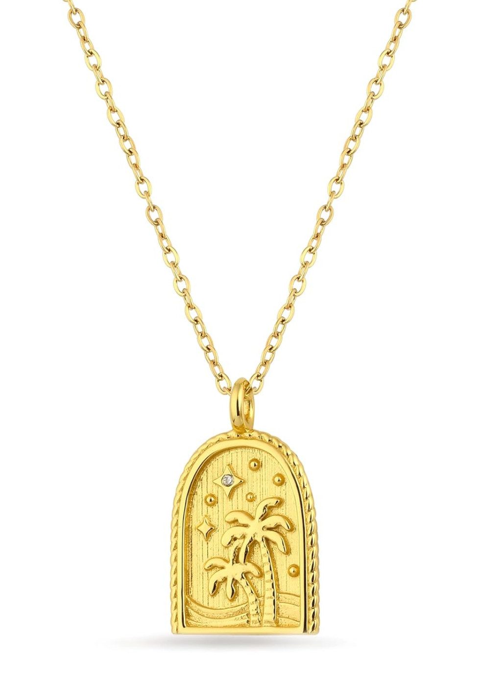 Einzelstück Charm-Kette Sunchaser Gold Vermeil Halskette mit Sonne, Strand, günstig online kaufen