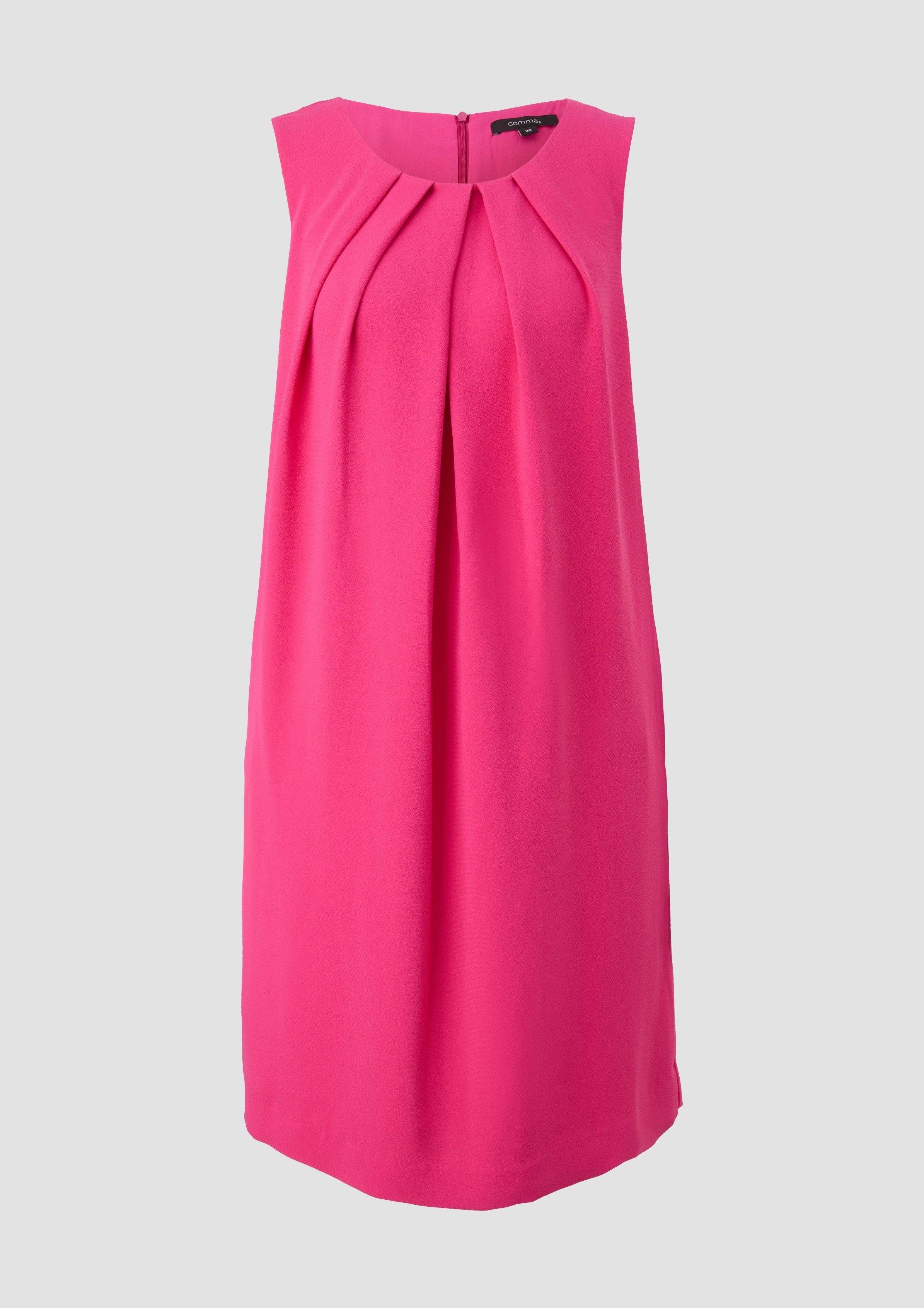 Comma Minikleid Kurzes Kleid aus Raffung Teilungsnähte, Crêpe pink