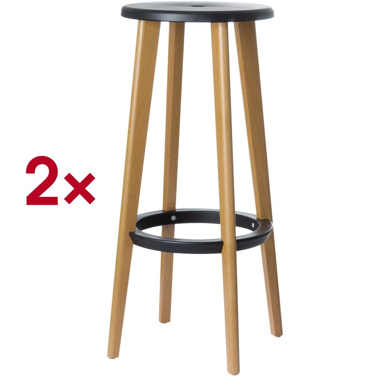 meet Barhocker Woody (2 St., 2er-Set), Tresenhocker mit 4 Füßen, Holz / Kunststoff, Höhe 76 cm
