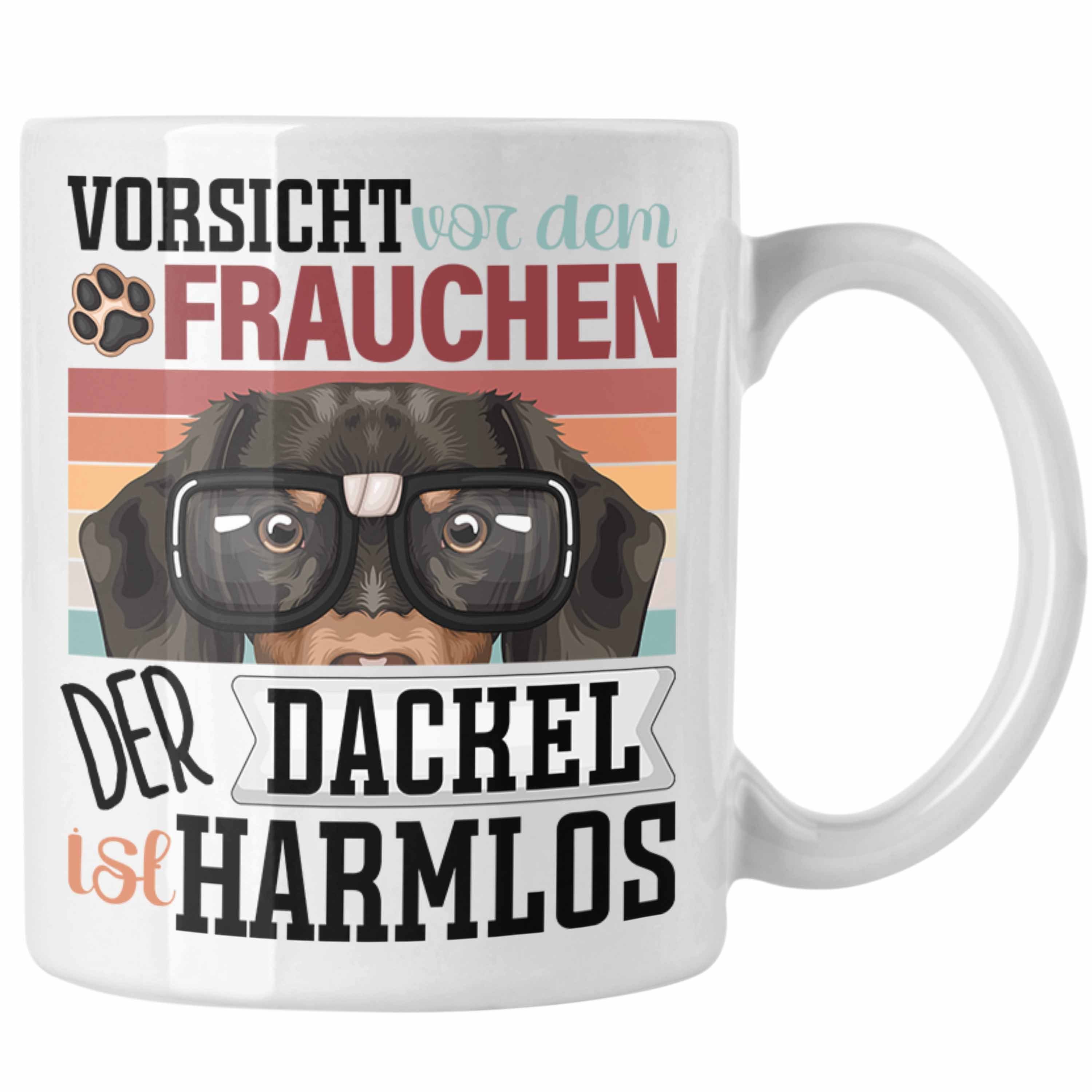 Trendation Tasse Dackel Besitzerin Frauchen Tasse Geschenk Lustiger Spruch Geschenkidee Weiss