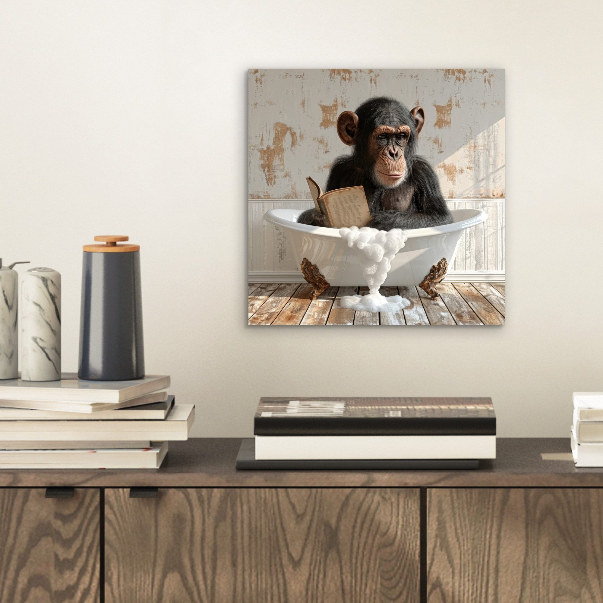 MuchoWow Metallbild Vintage - Affe - günstig online kaufen