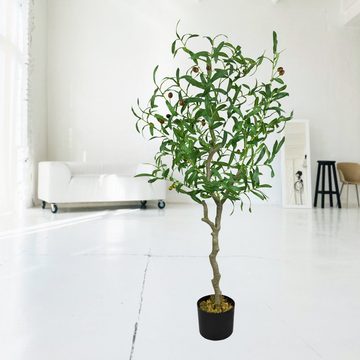 Kunstbaum Olive Olivenbaum Kunstbaum Künstliche Pflanze Kunstpflanze 125 cm, Decovego