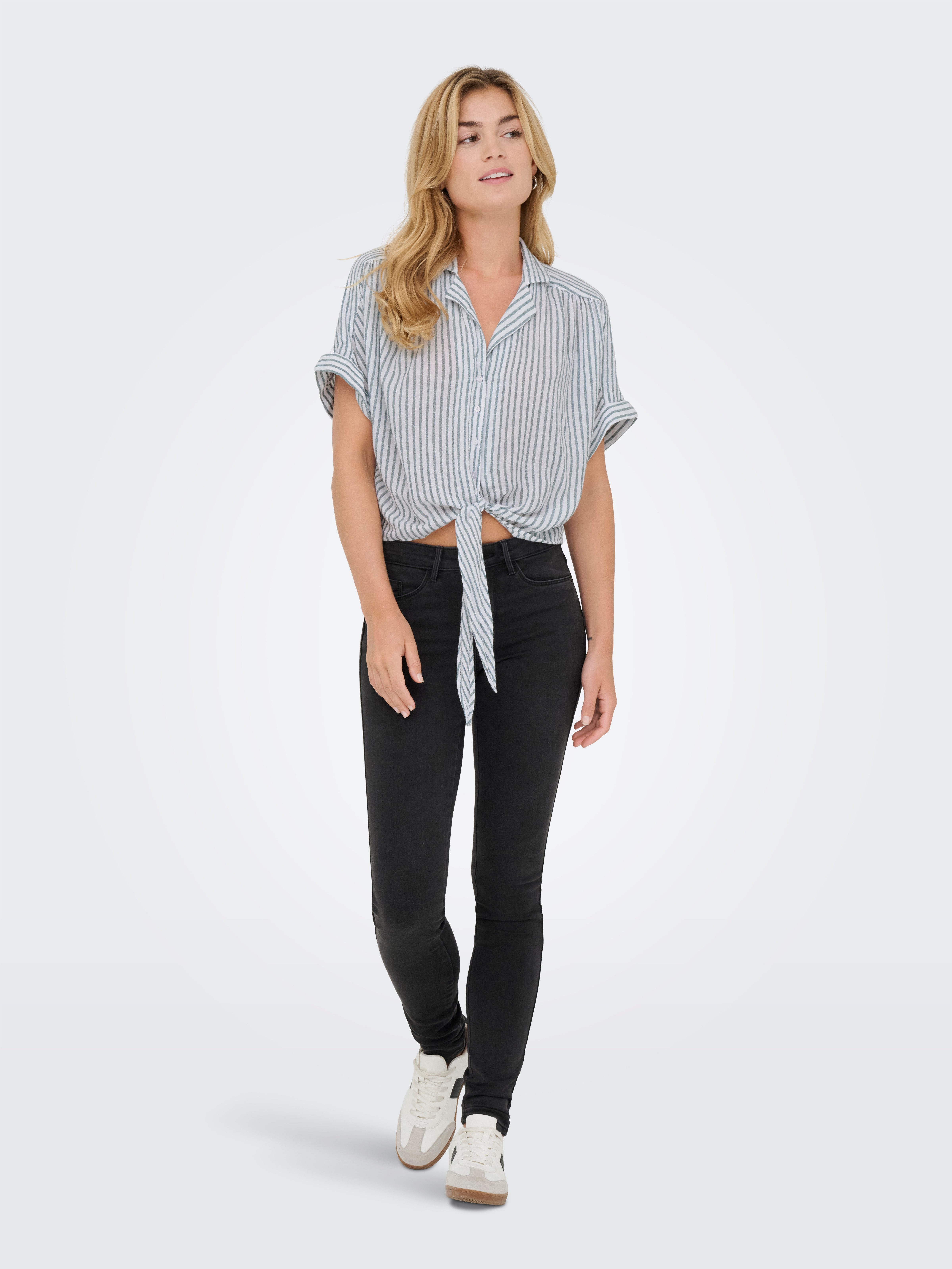 ONLY Kurzarmbluse ONLPAULA LIFE S/S TIE SHIRT WVN NOOS Viskose, regular fit