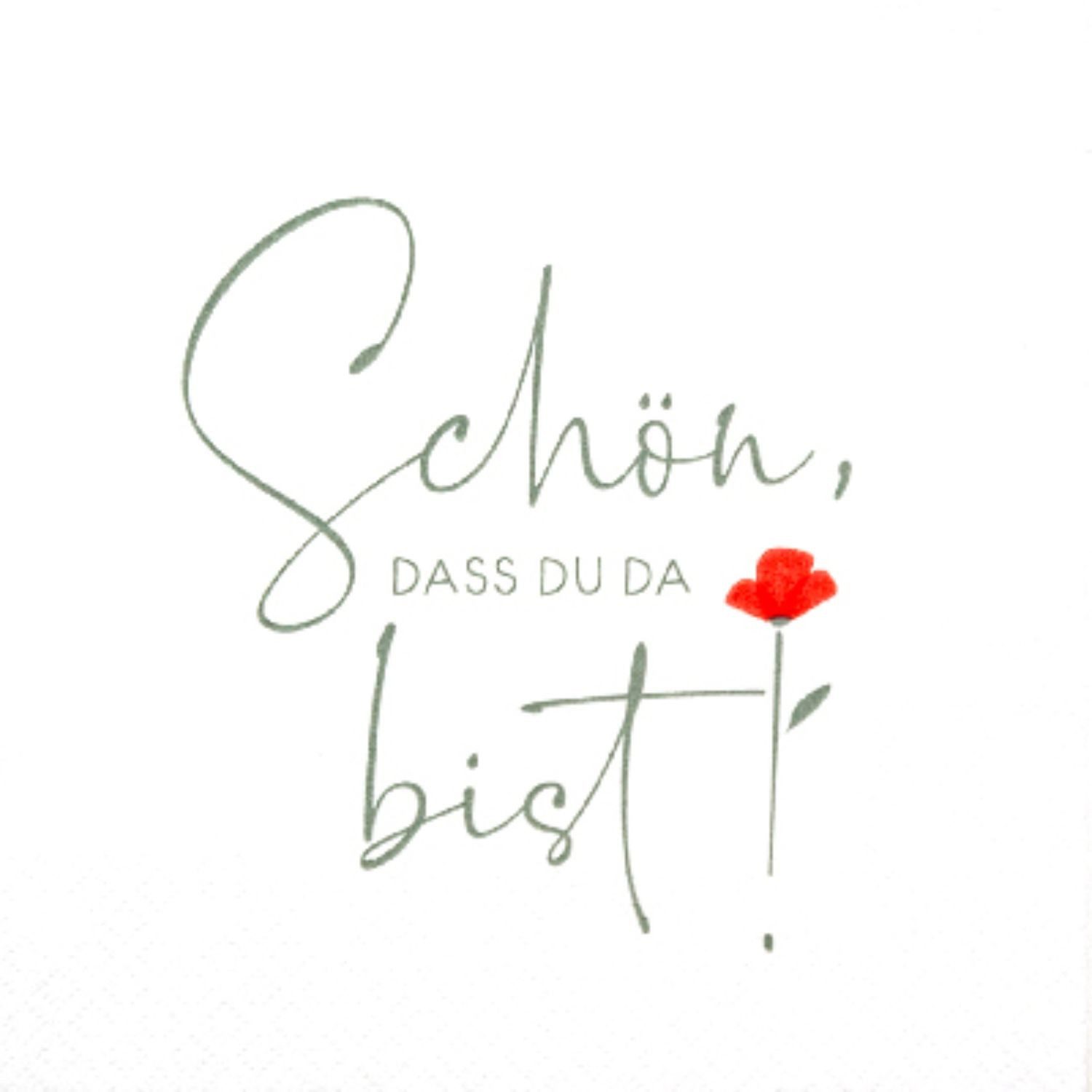 HOME FASHION Papierserviette, 3-lagig, Mehrfarbig, Schön, dass du da bist, H: cm