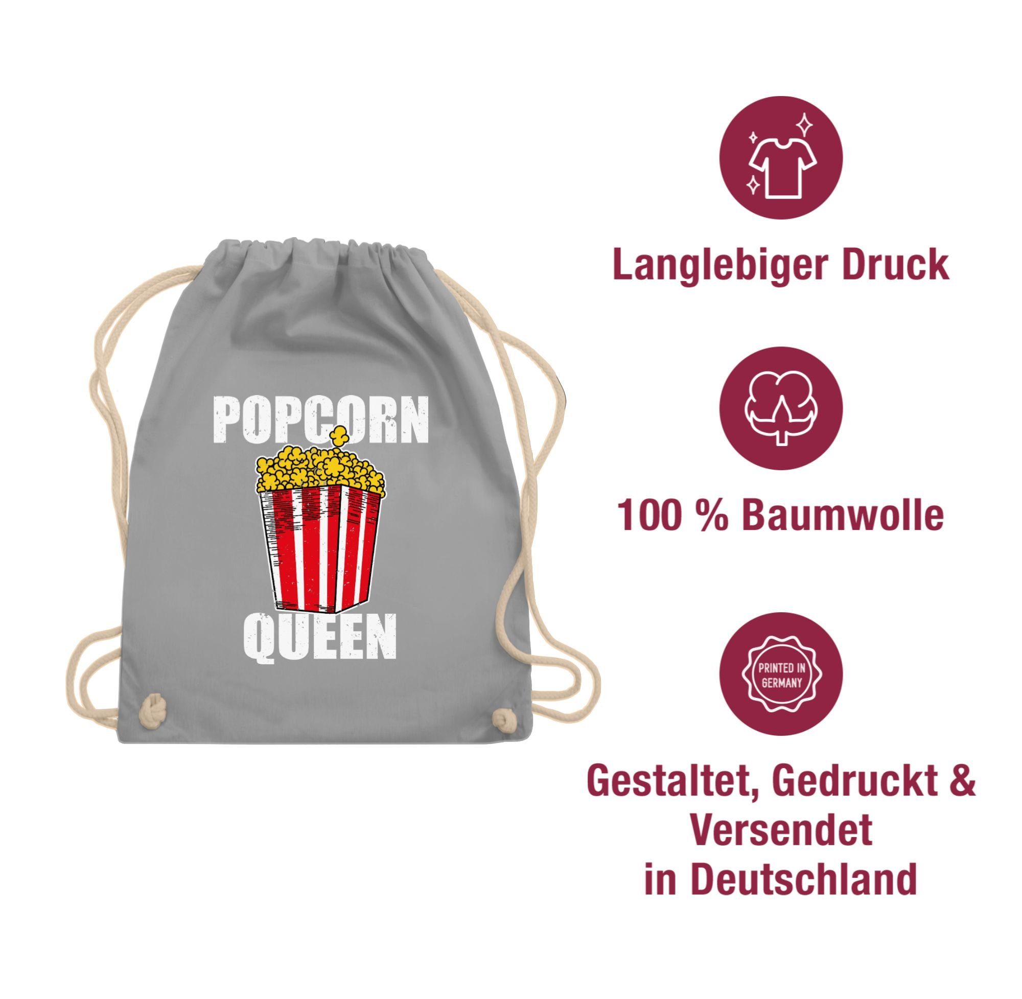 Shirtracer Turnbeutel Popcorn Queen I Knallmais I Puffmais I Popcorn Liebhaber I Pop Corn, Karneval & Fasching