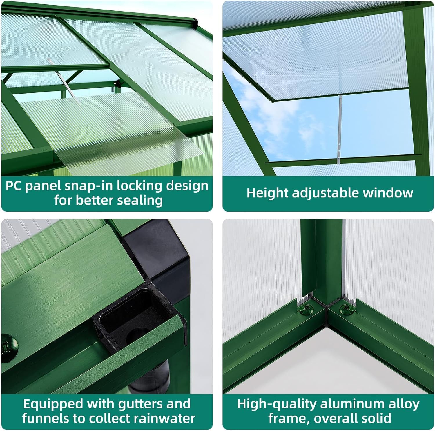 GarveeMore Wintergarten Gartenzimmer Sun Room Aluminium 240x180x192cm