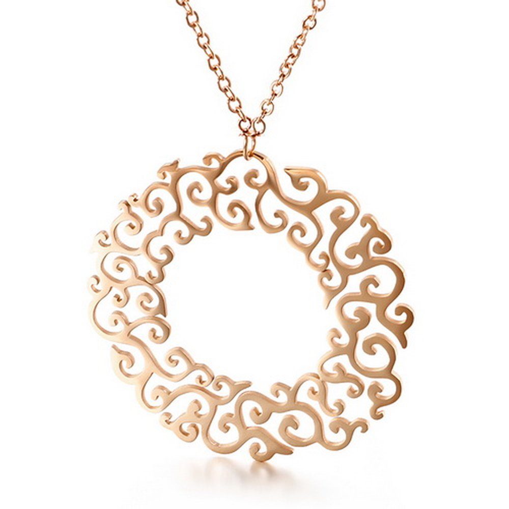 Kette mit Anhänger Kette florale Ranke 6cm Rosegold aus Edelstahl Damen