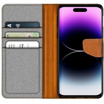 CoolGadget Handyhülle Denim Schutzhülle Flip Case für Apple iPhone 14 Pro Max 6,7 Zoll, Book Cover Handy Tasche Hülle für iPhone 14 Pro Max Klapphülle