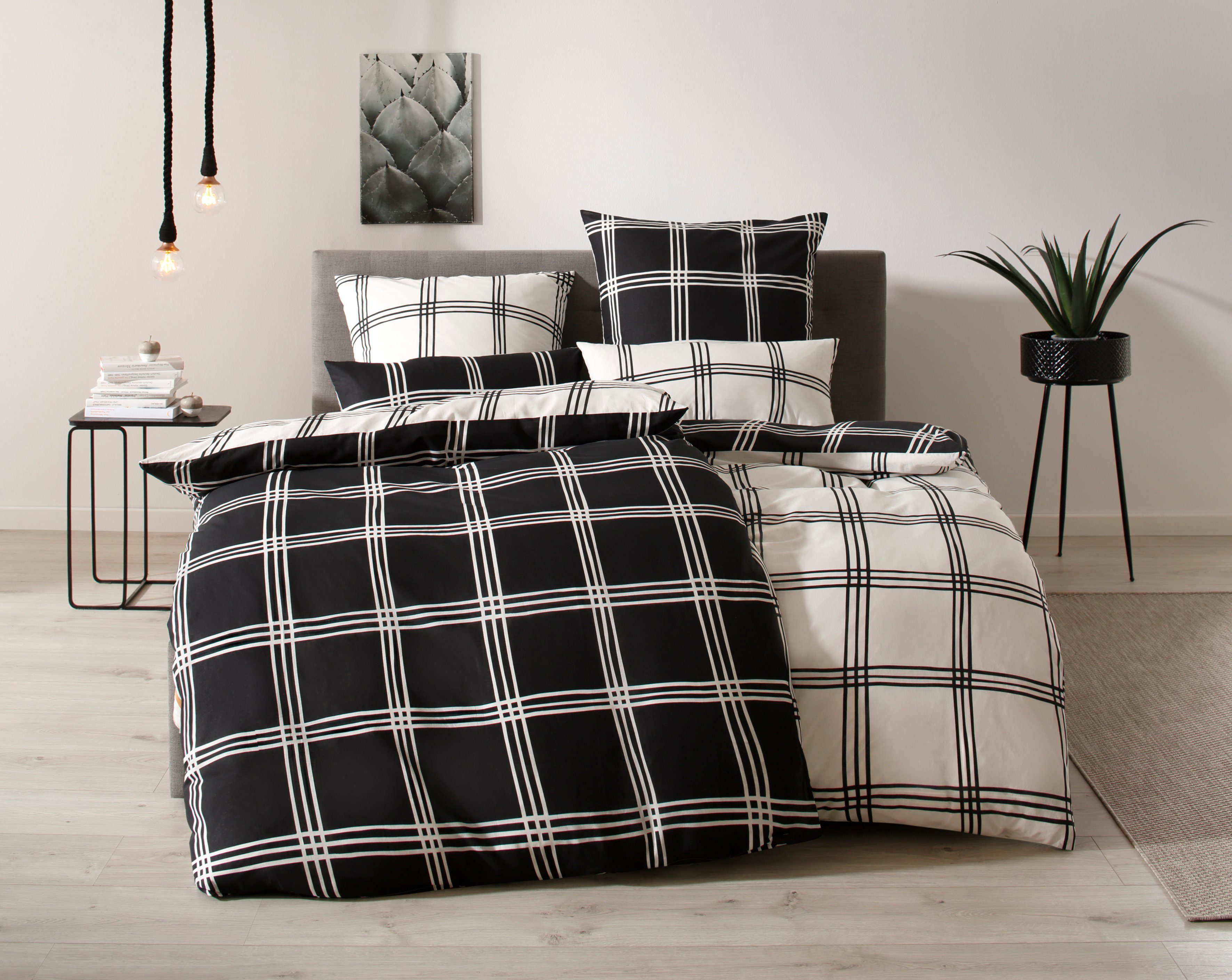 my home Wendebettwäsche Karo, Linon, 2 günstig online kaufen