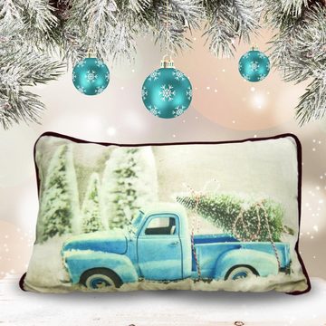 Bada Bing Dekokissen Weihnachtskissen Bulli Oldtimer Truck Retro Auto Kissen Weihnachten, 3er Set Kissenhülle mit Füllung