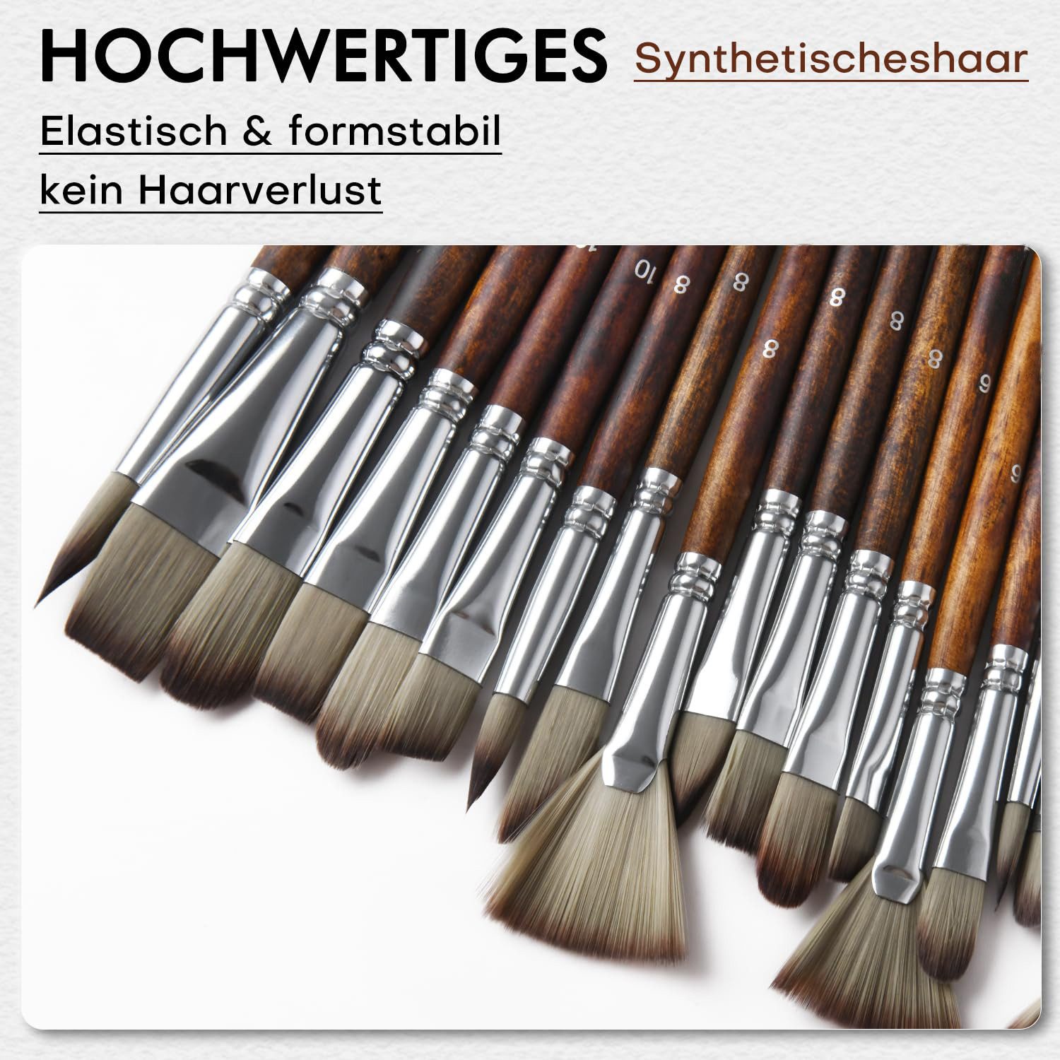 FOUORTUNATE-BEE Malpinsel 25 Stück Pinselset Acrylfarben mit Organisationstasche und Spachte, für Acryl, Aquarell, Öl, Gouache, Steinmalerei