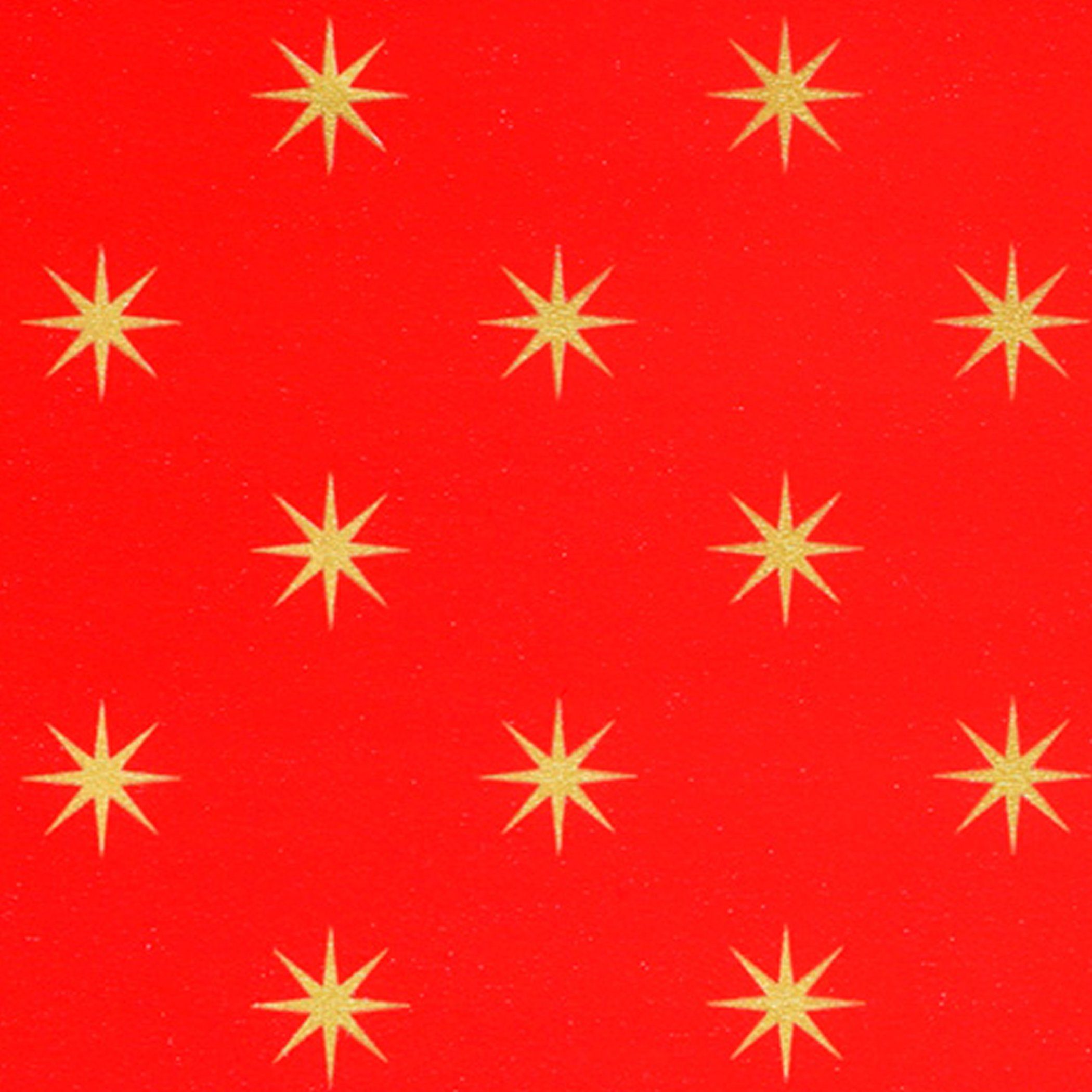 Star Geschenkpapier, Geschenkpapier Weihnachtssterne 70cm x 2m Rolle rot / gold