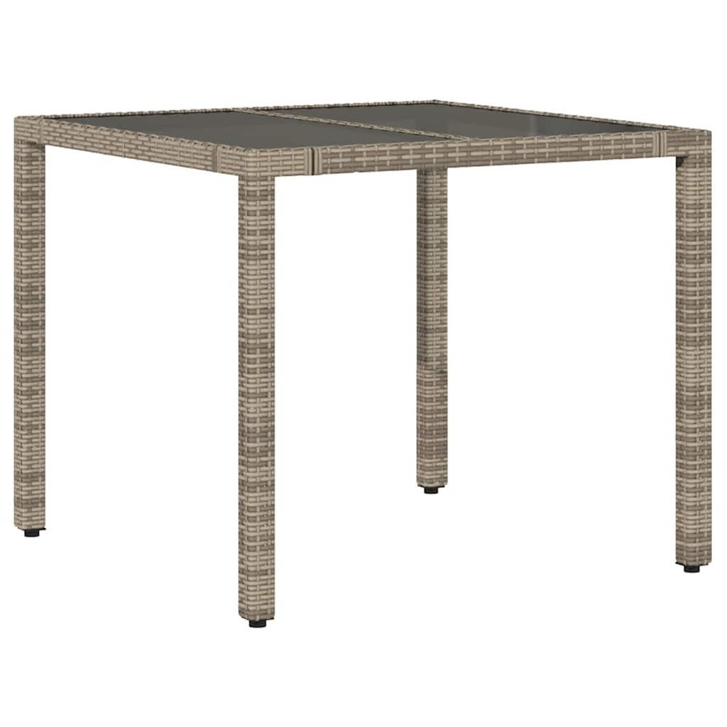 Gartentisch Gartentisch mit Glasplatte Grau 90x90x75 cm Poly Rattan